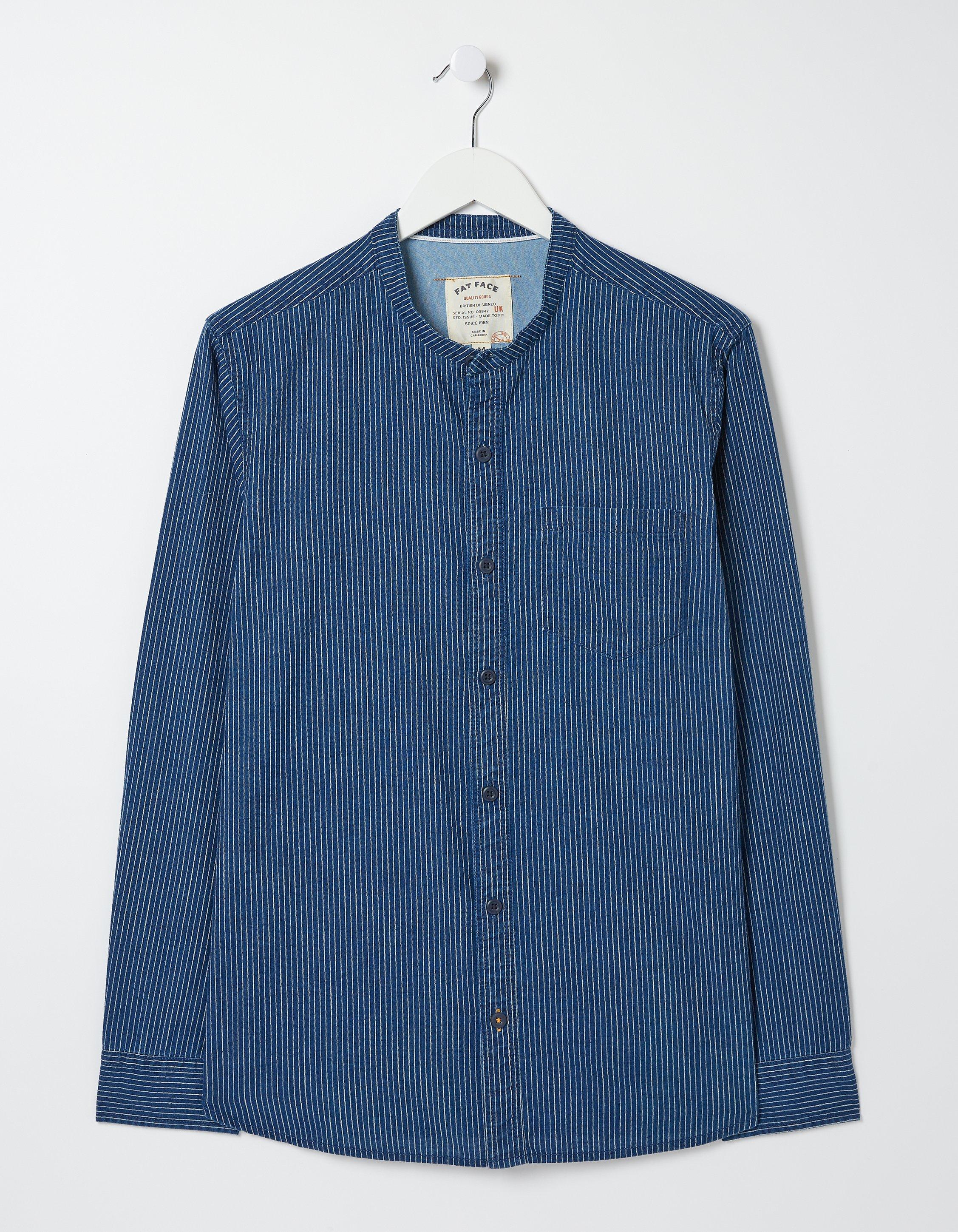 blue striped grandad shirt