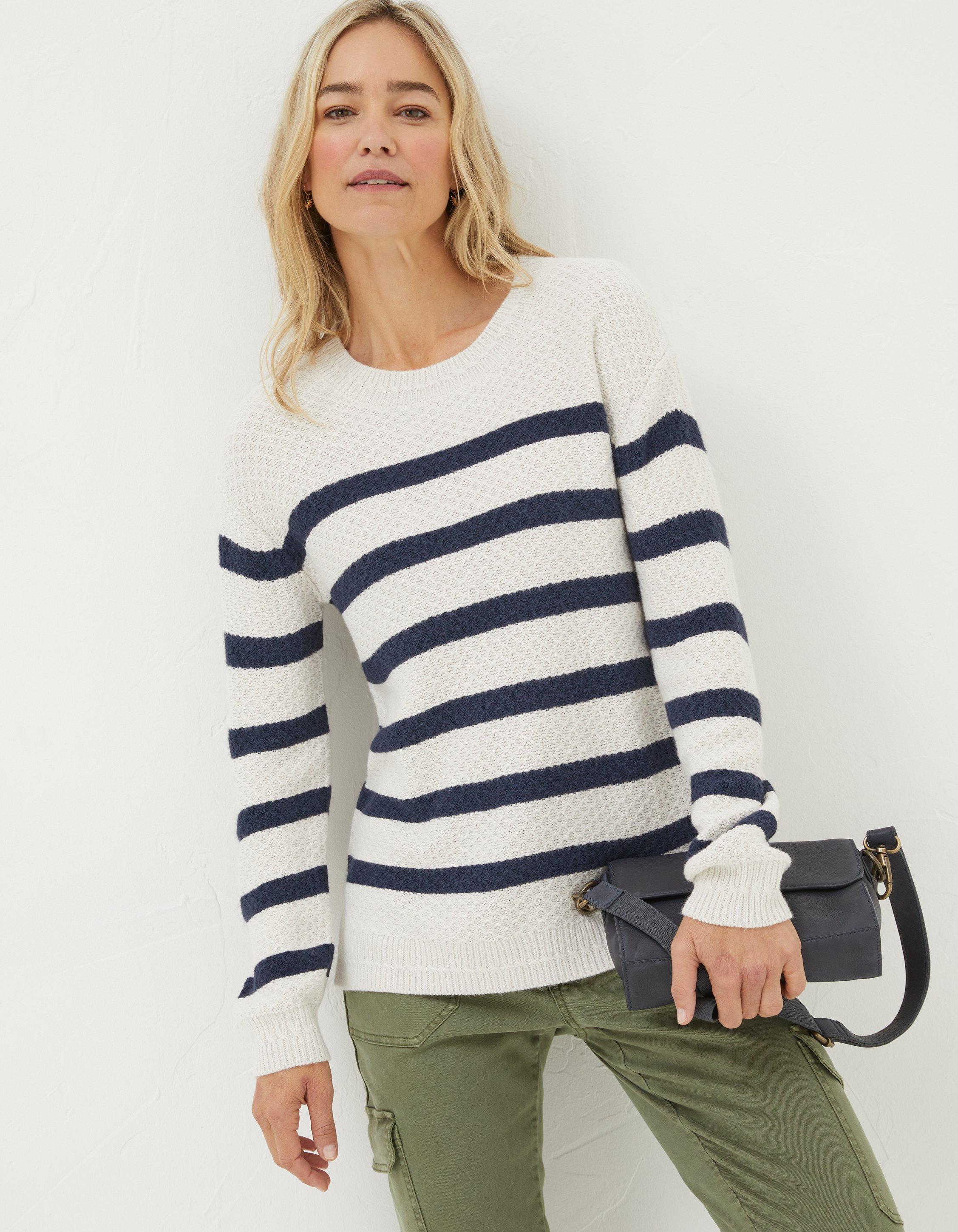 Snuggle Up Jumper - Knit Jumper in Navy Stripe