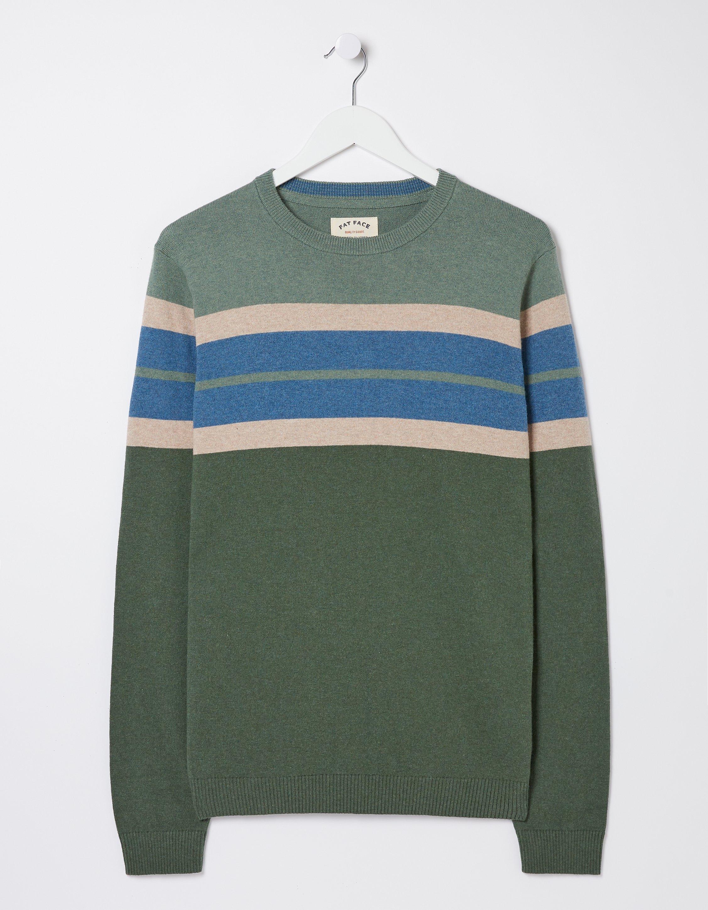 Braunton Chest Stripe Crew Sweater, Sweaters | FatFace.com