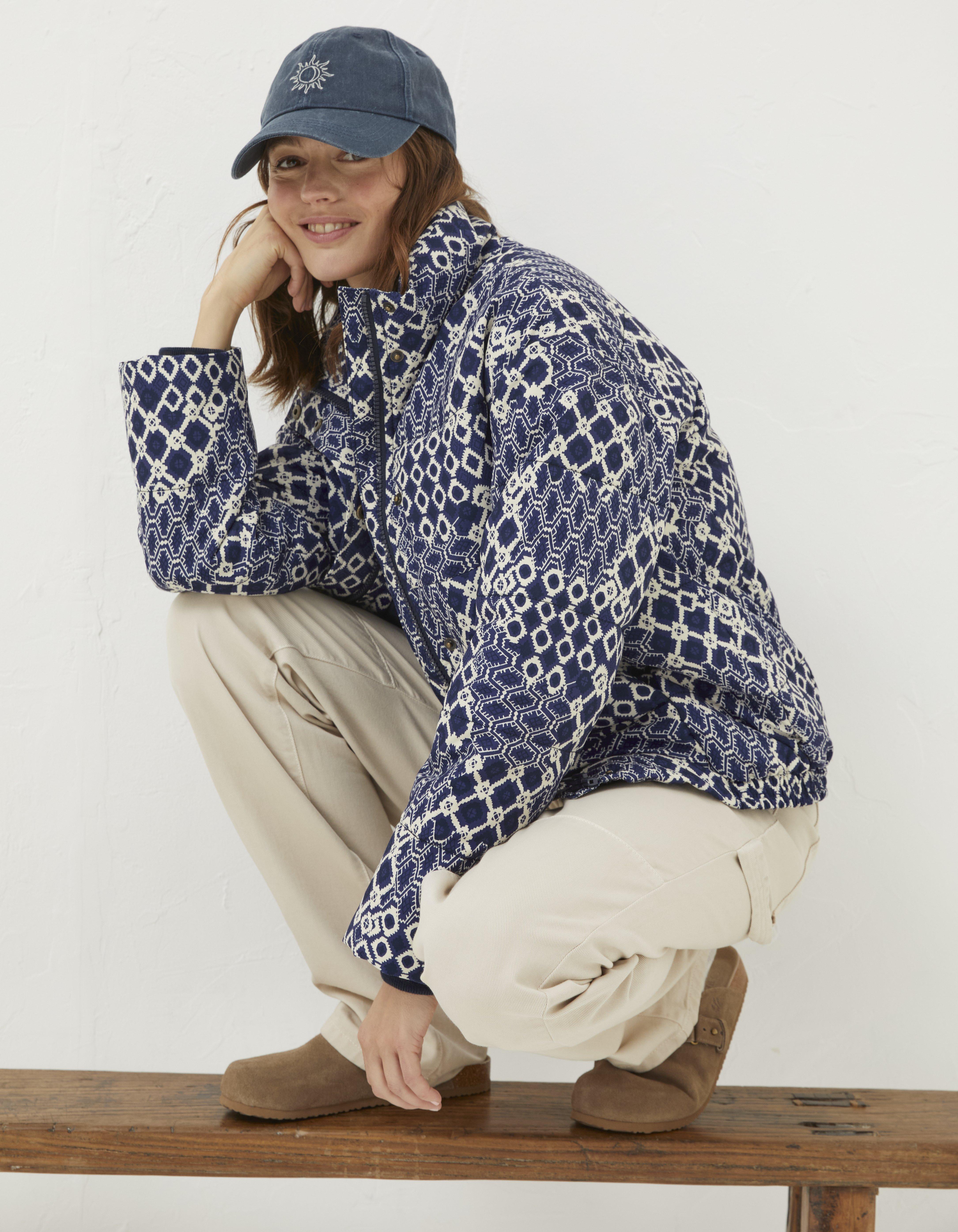 Patchwork puffer outlet coat