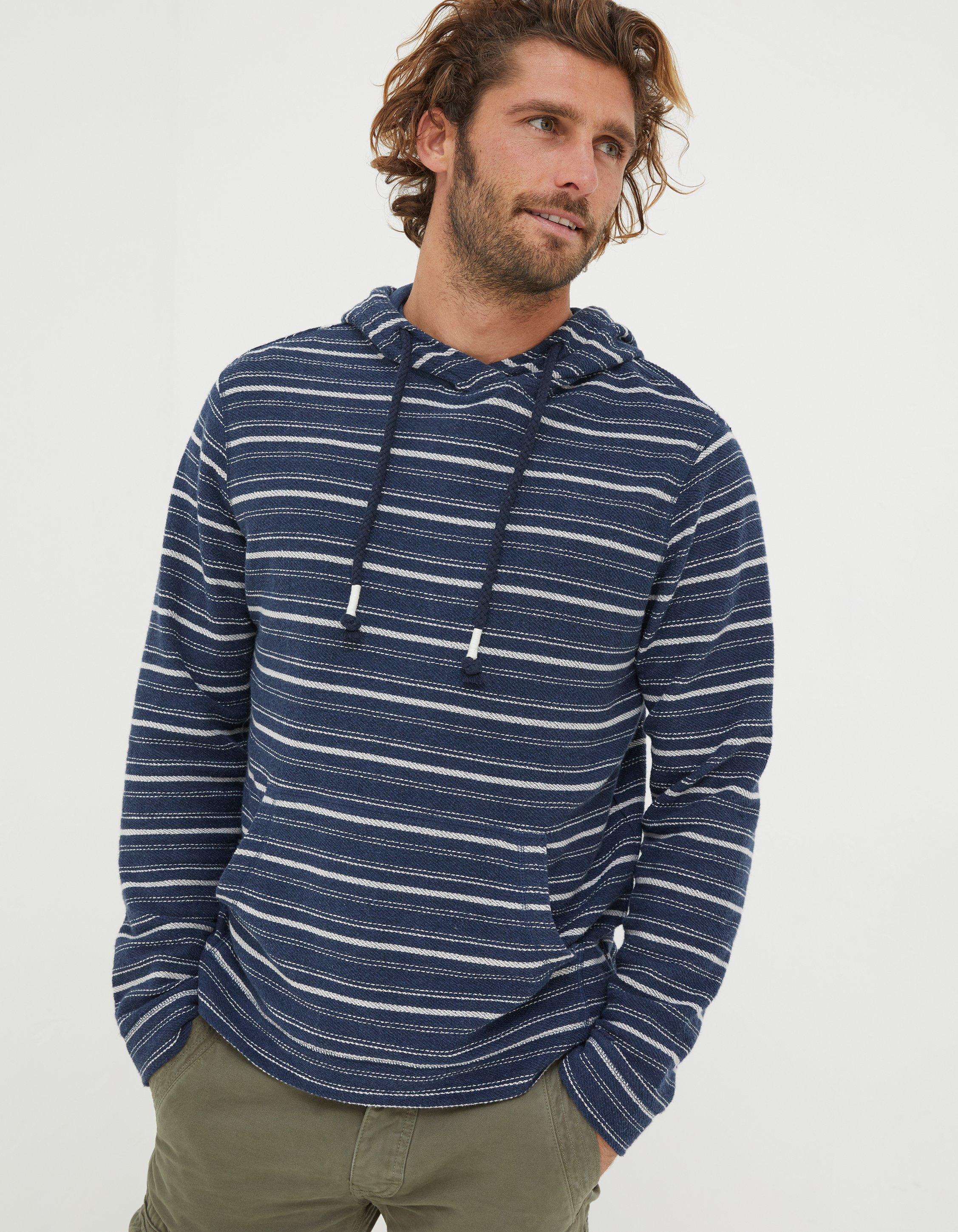 Blue and white sales striped hoodie