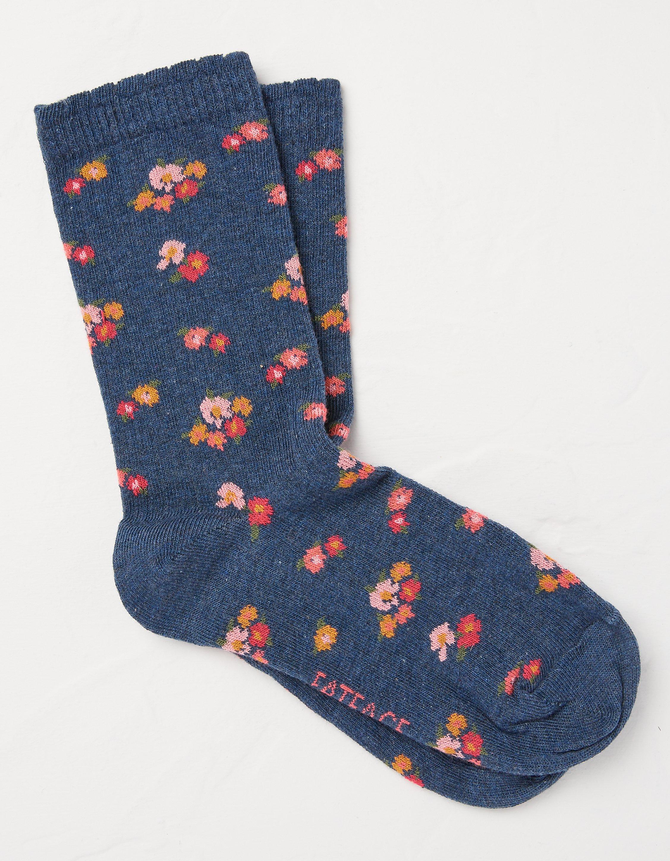 Navy Marl 1 Pack Ditsy Floral Socks, Underwear, Socks & Tights