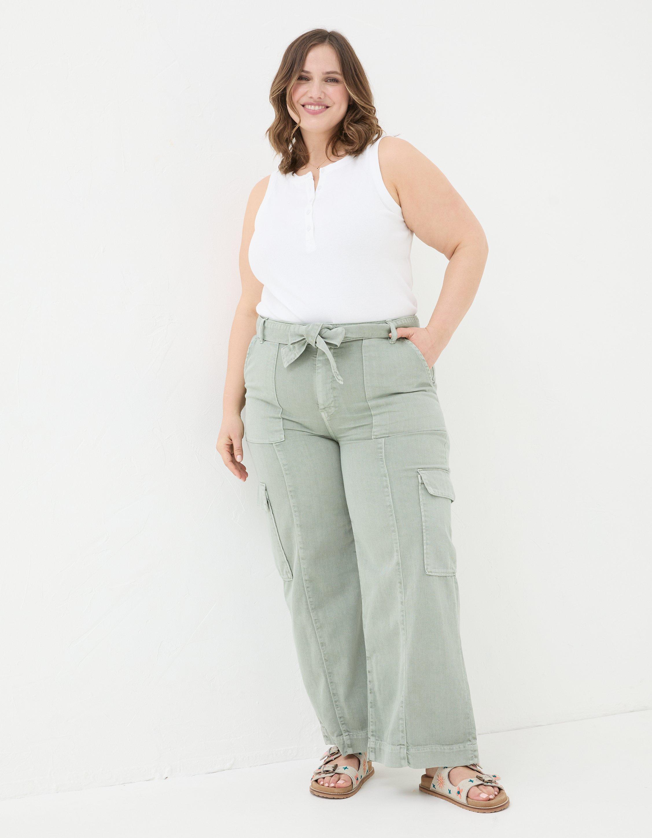 R13 belted cotton cargo trousers - Green