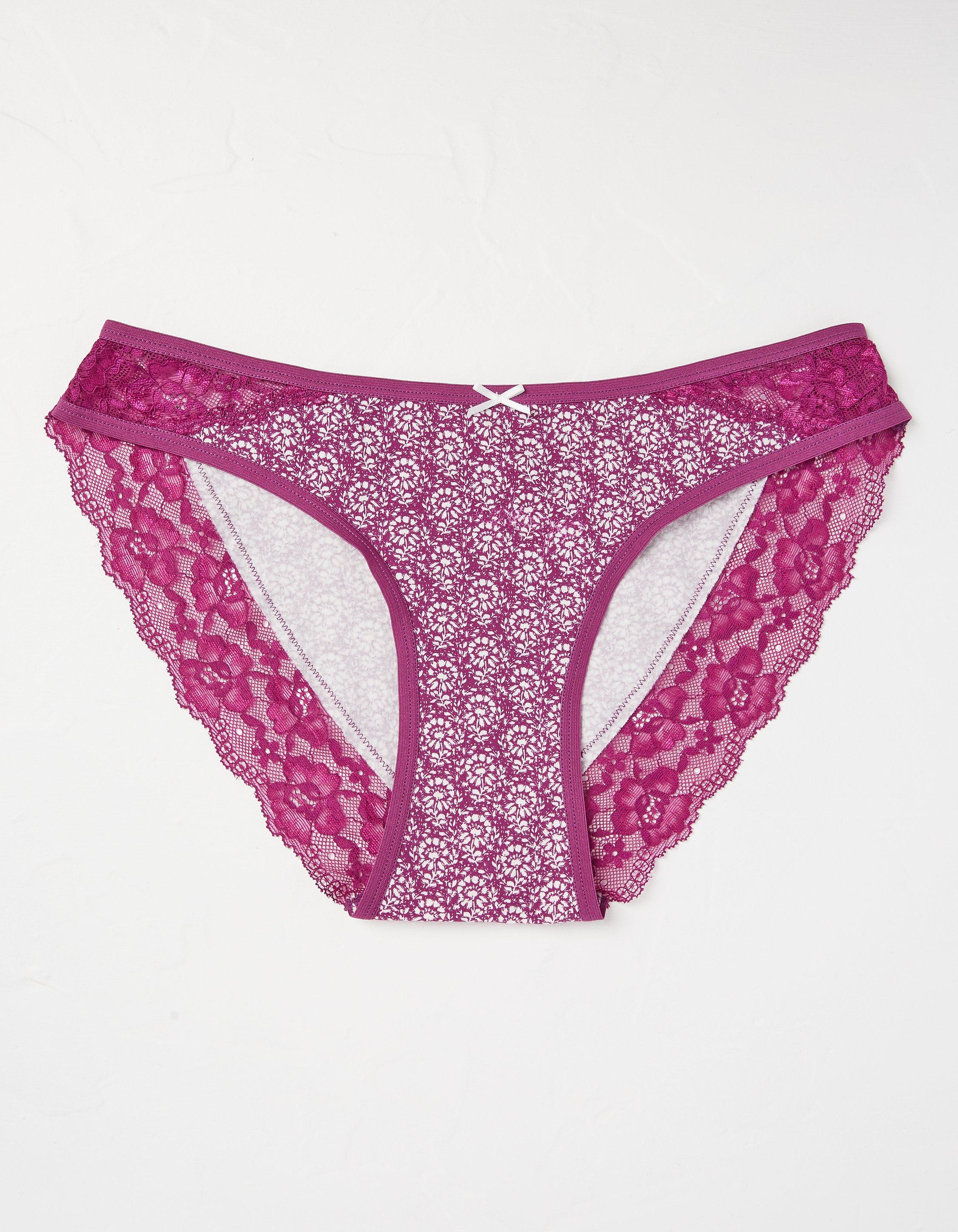 Woodblock Floral High Leg Knickers, Underwear, Socks & Tights