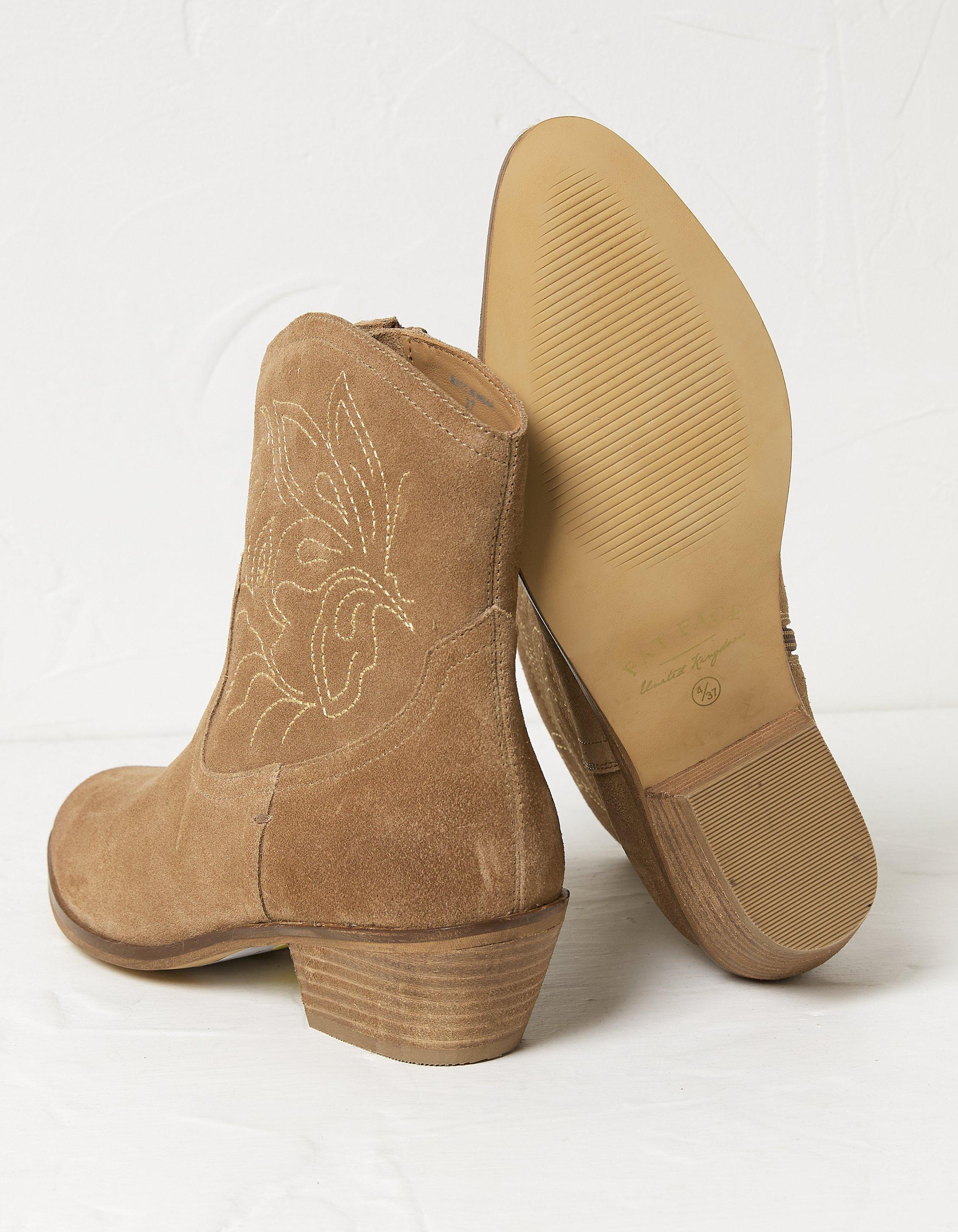 Flat cowboy cheap ankle boots