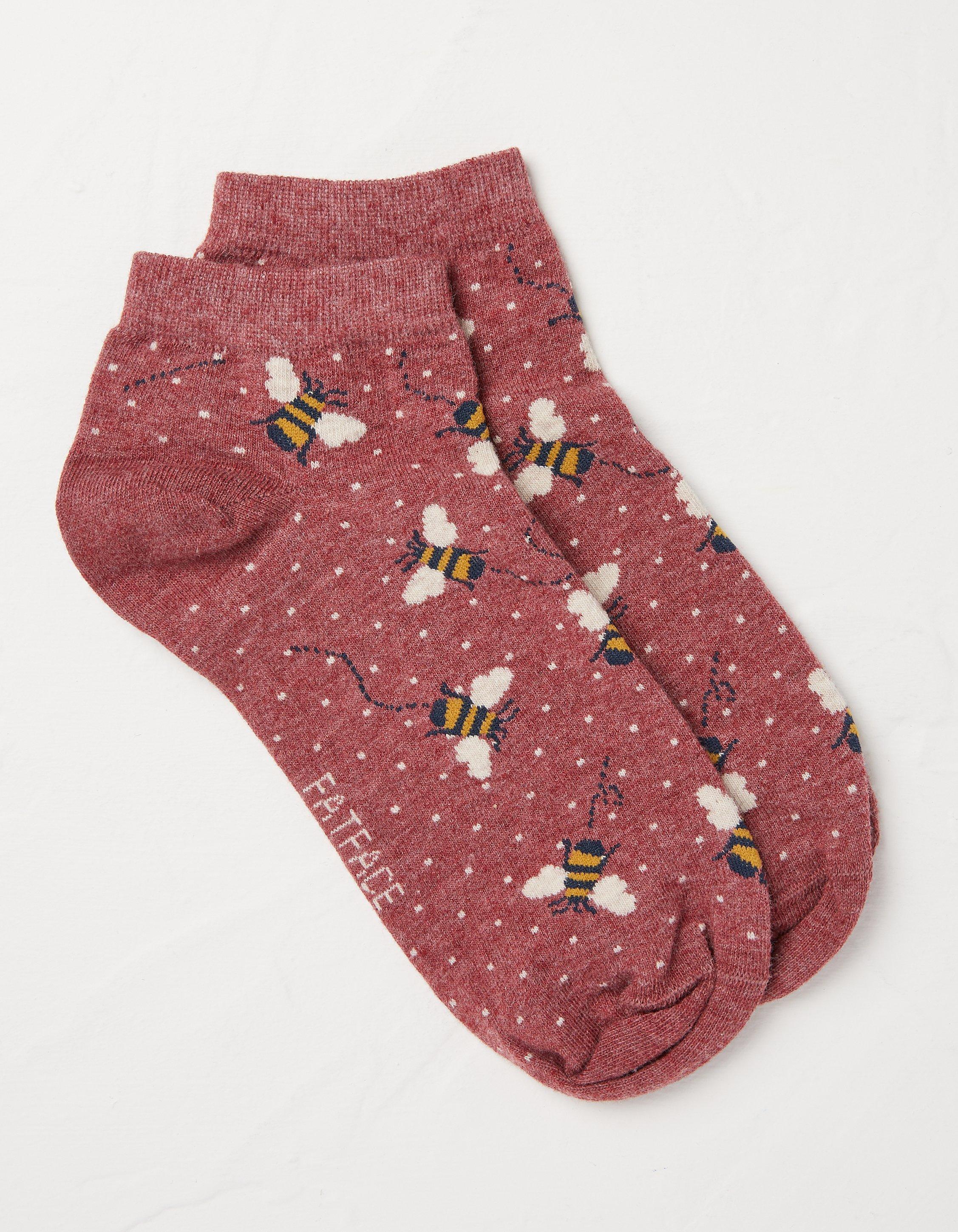 Burgundy Marl 1 Pack Bee Spot Trainer Socks, Underwear, Socks & Tights
