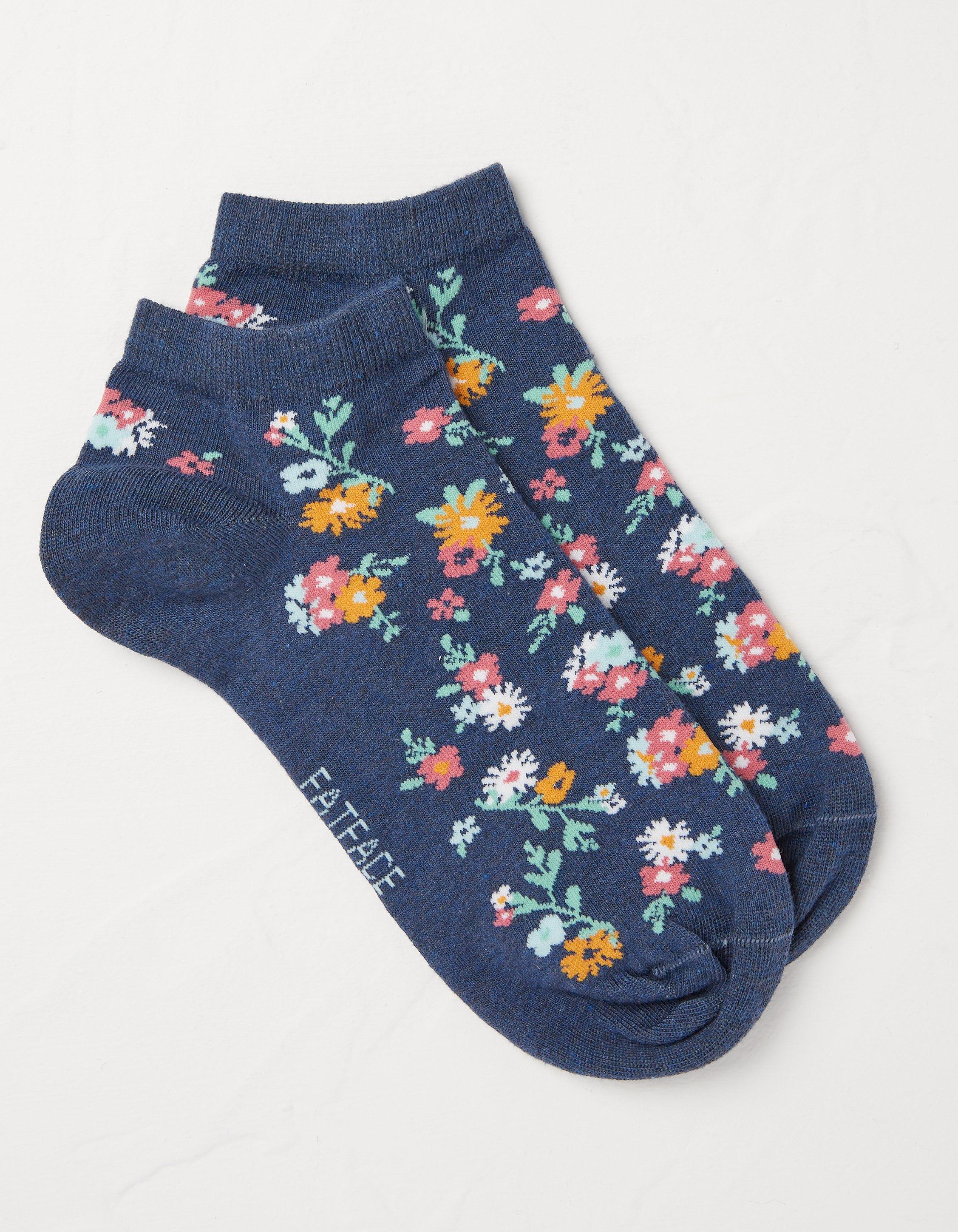 Navy 1 Pack Pop Floral Trainer Socks, Socks, Underwear & Tights