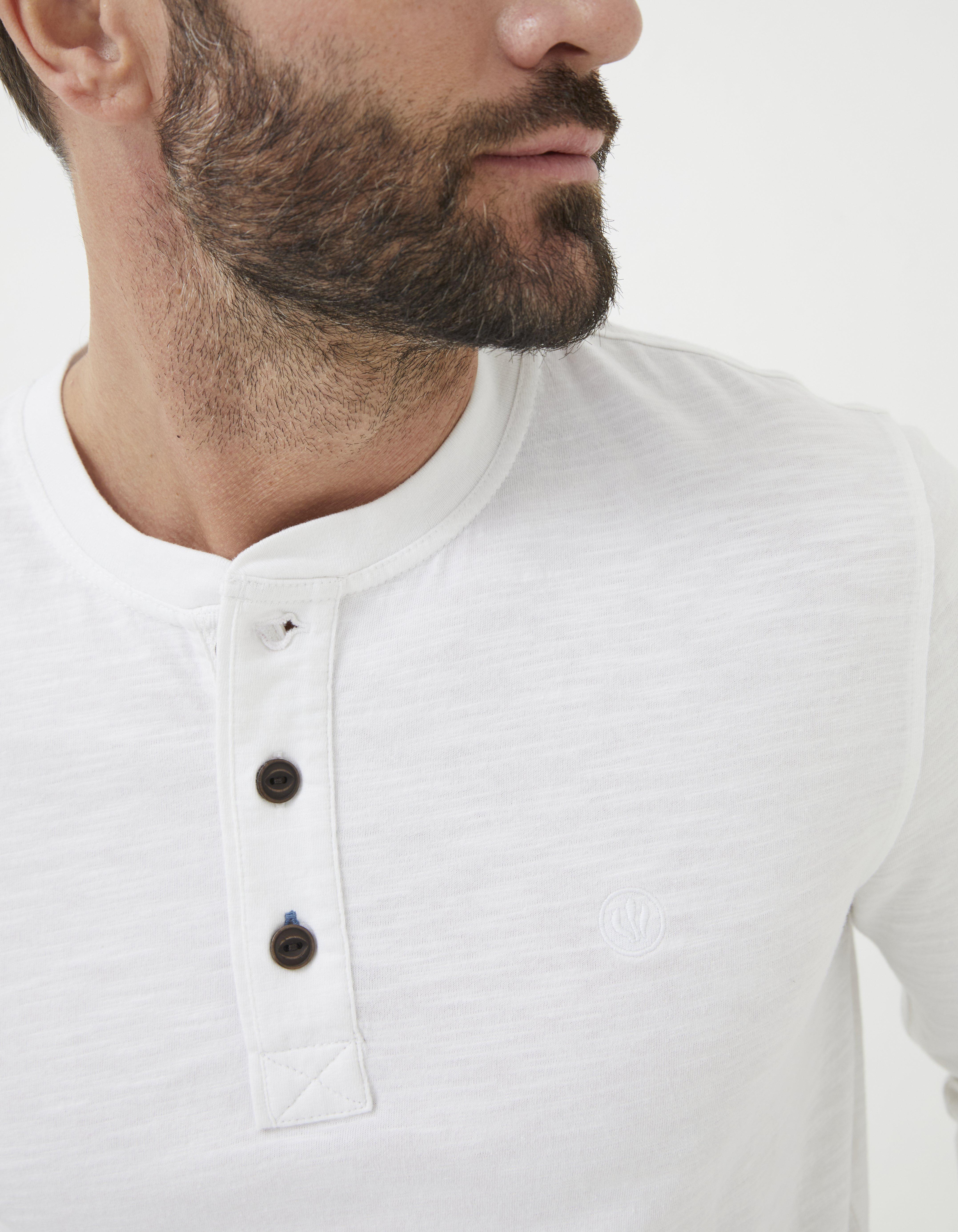 Henley Shirt Long Sleeve, White