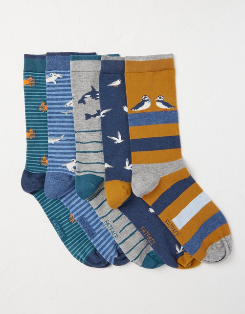 Mens 5 Pack Sea Animals Socks