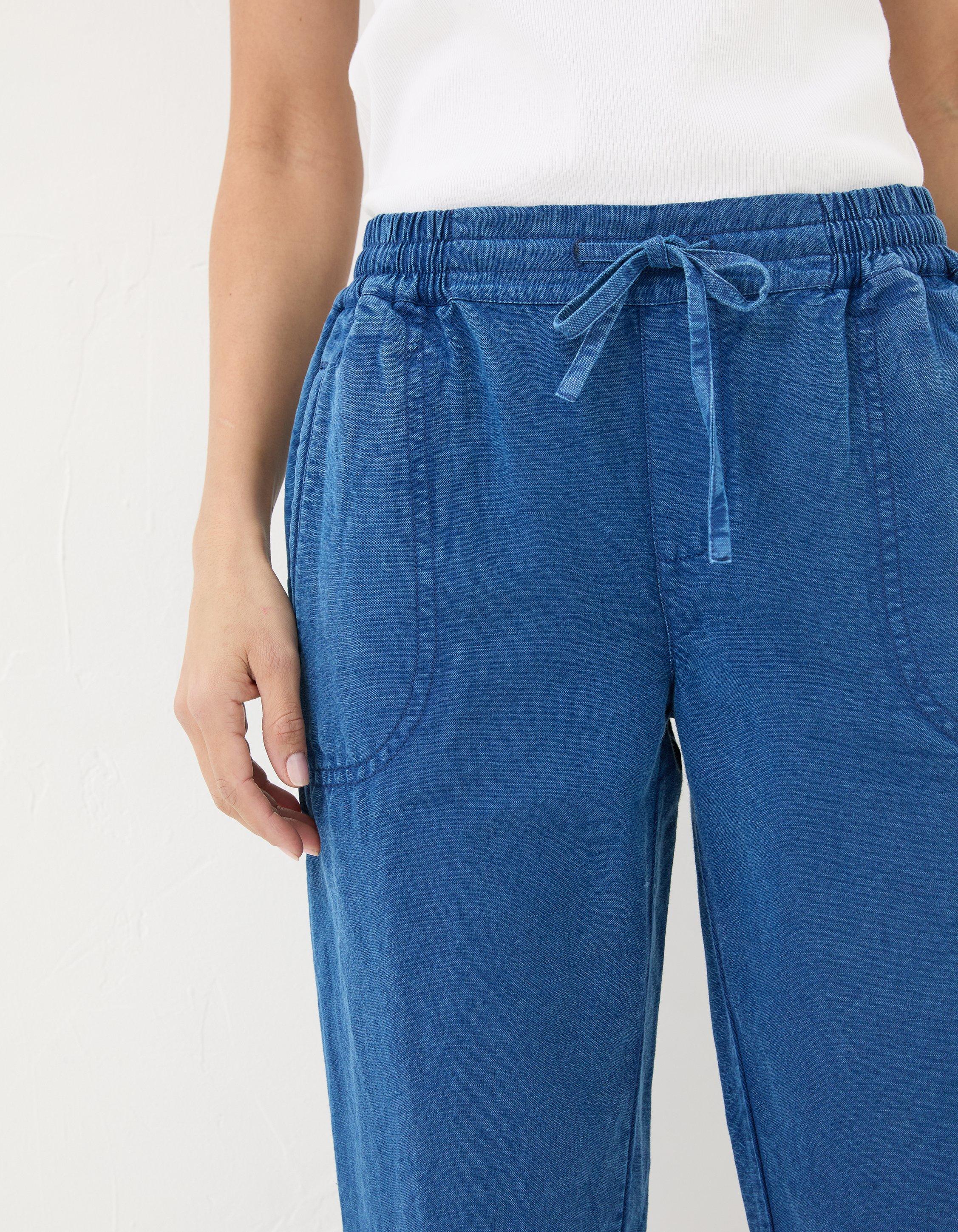 High waisted hot sale linen joggers