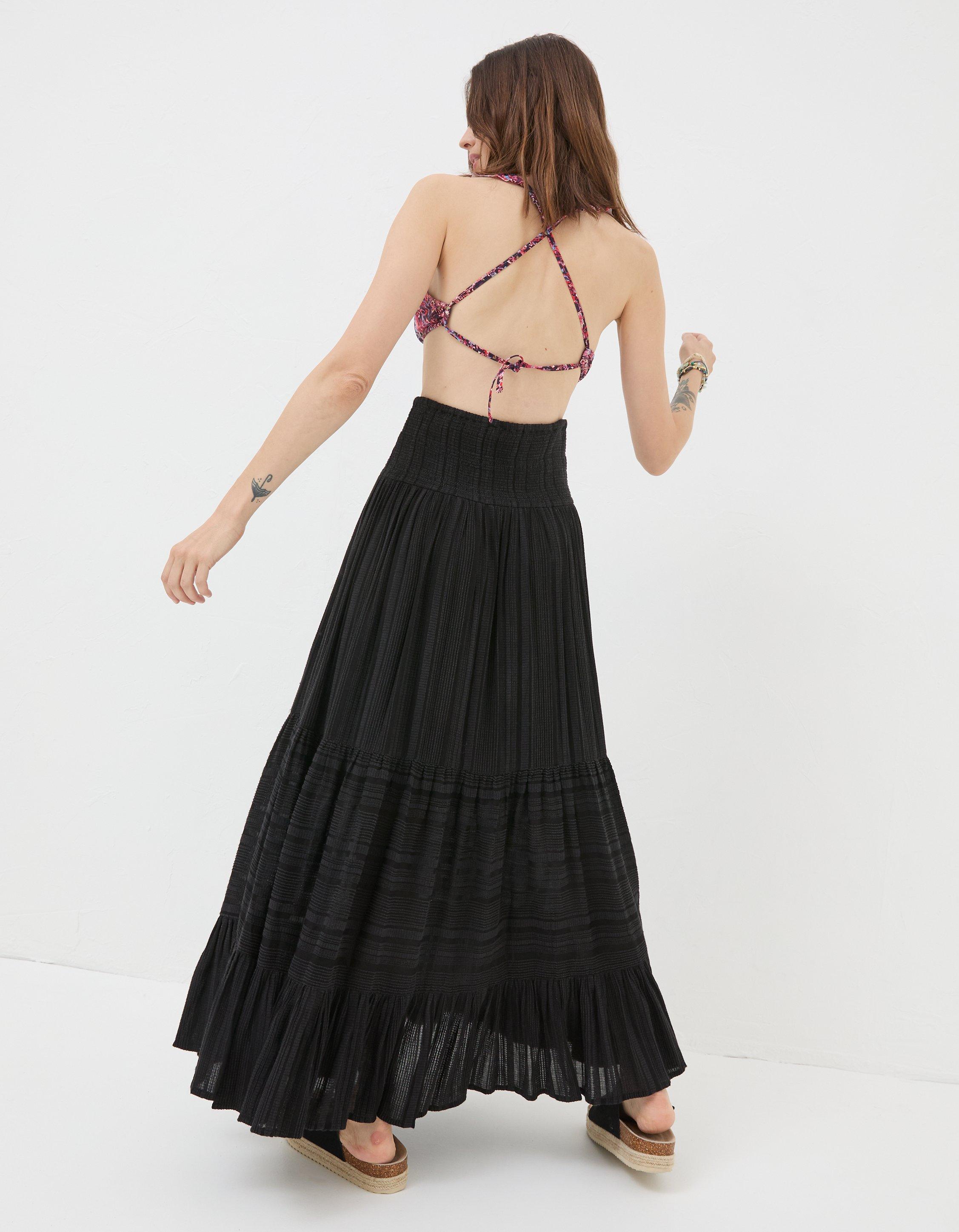 Rhea Pleated Midi Poplin Skirt