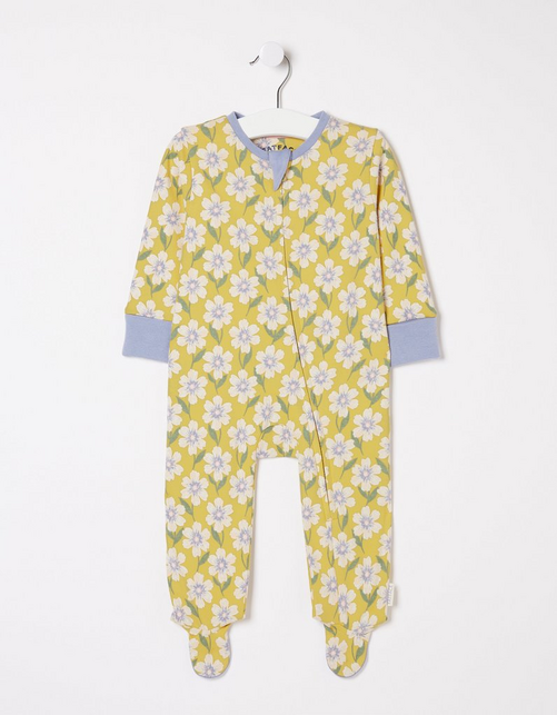 Kid’s Flower Print Zipped Sleepsuit