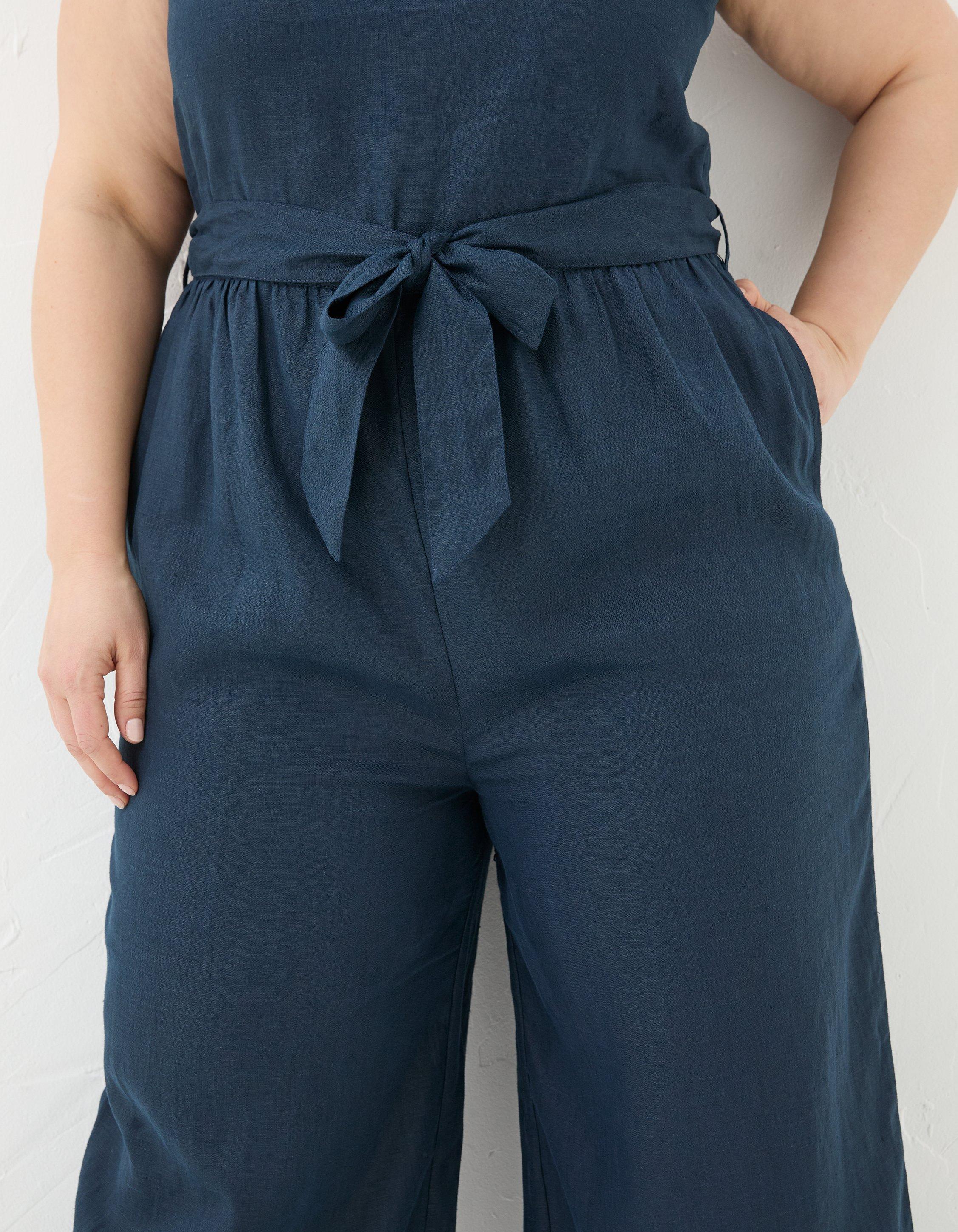 Evelyn Navy Blue Jumpsuit Linen Jumpsuit Linen Overalls Loose