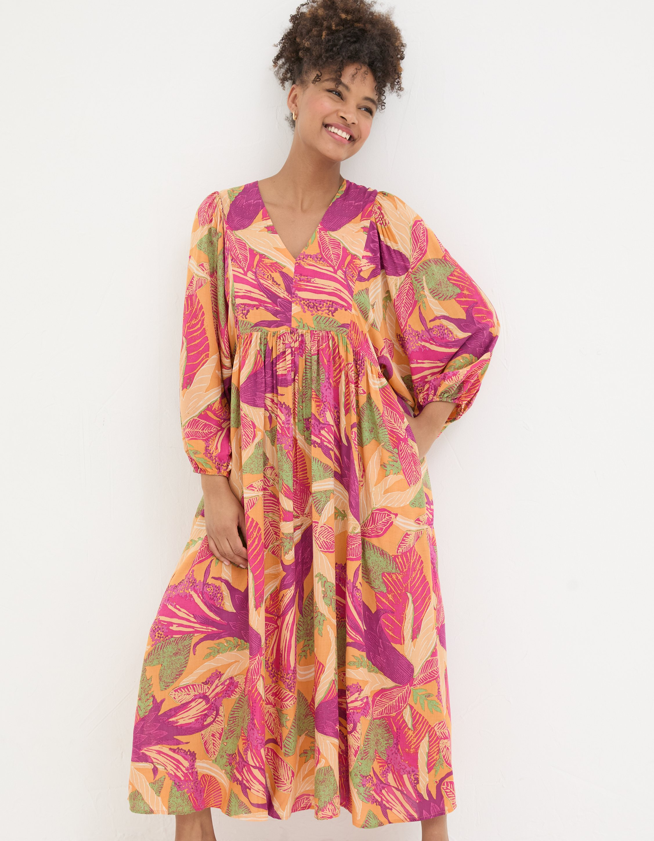 Jocelyn Tropical Floral Midi Dress