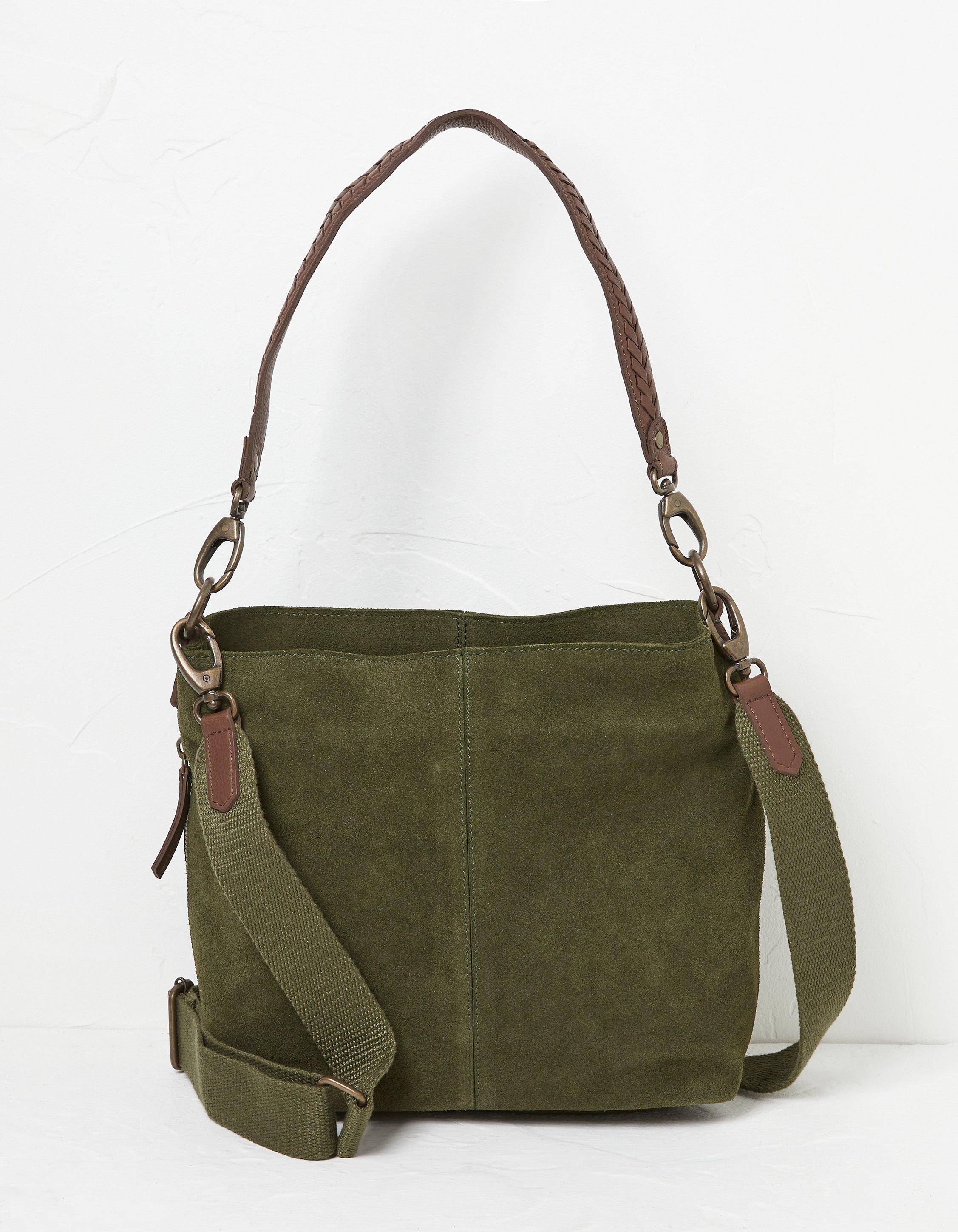 AWESOME OLIVE GREEN BIG LEATHER LUCKY BRAND BAG PURSE