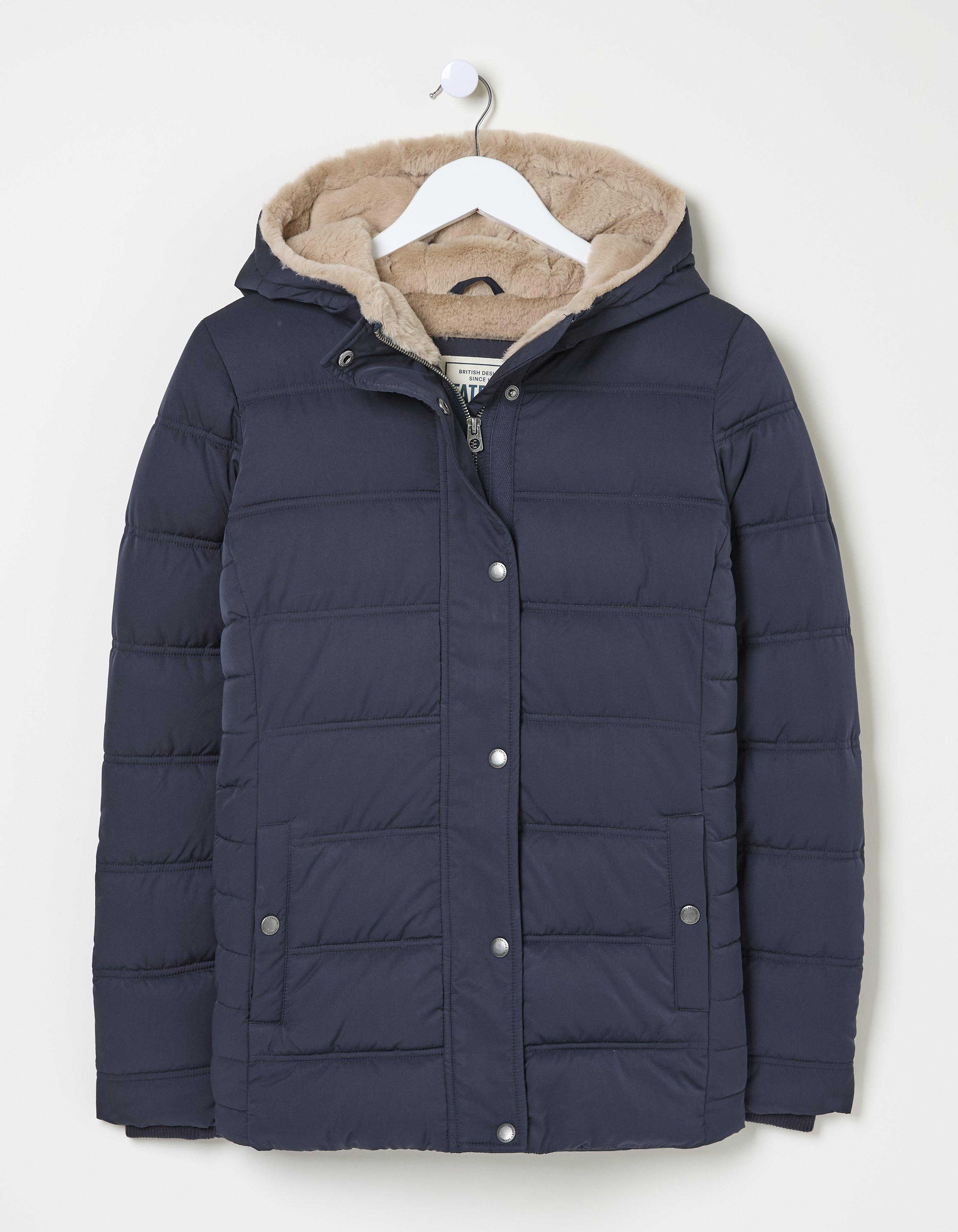 Fat face cumbria long puffer jacket navy best sale