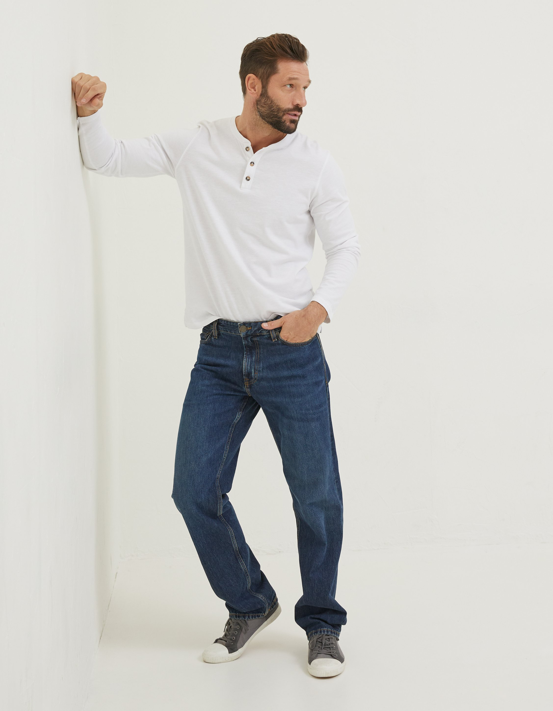 Mens Straight Mid Wash Jeans