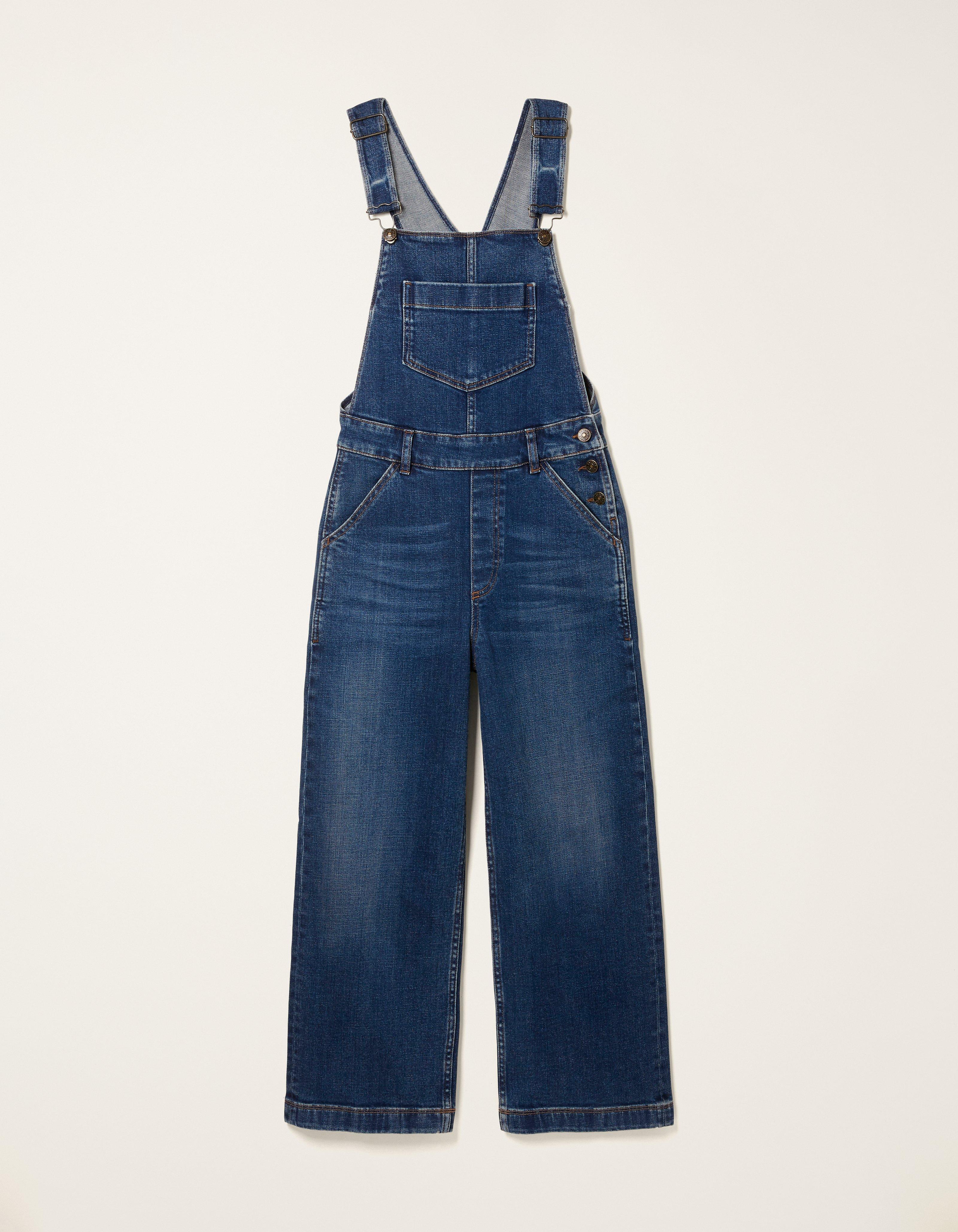 Cropped on sale denim dungarees