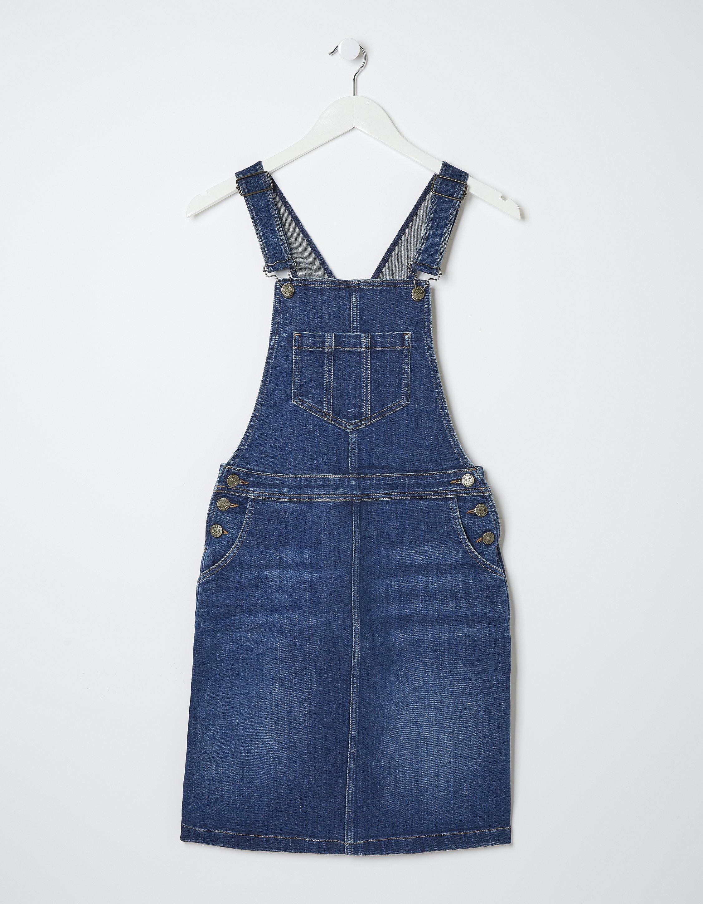 Womens Dungaree Pinafore Dress Denim Skirt Dungarees Size 8 10 12 14 16  Denim Blue