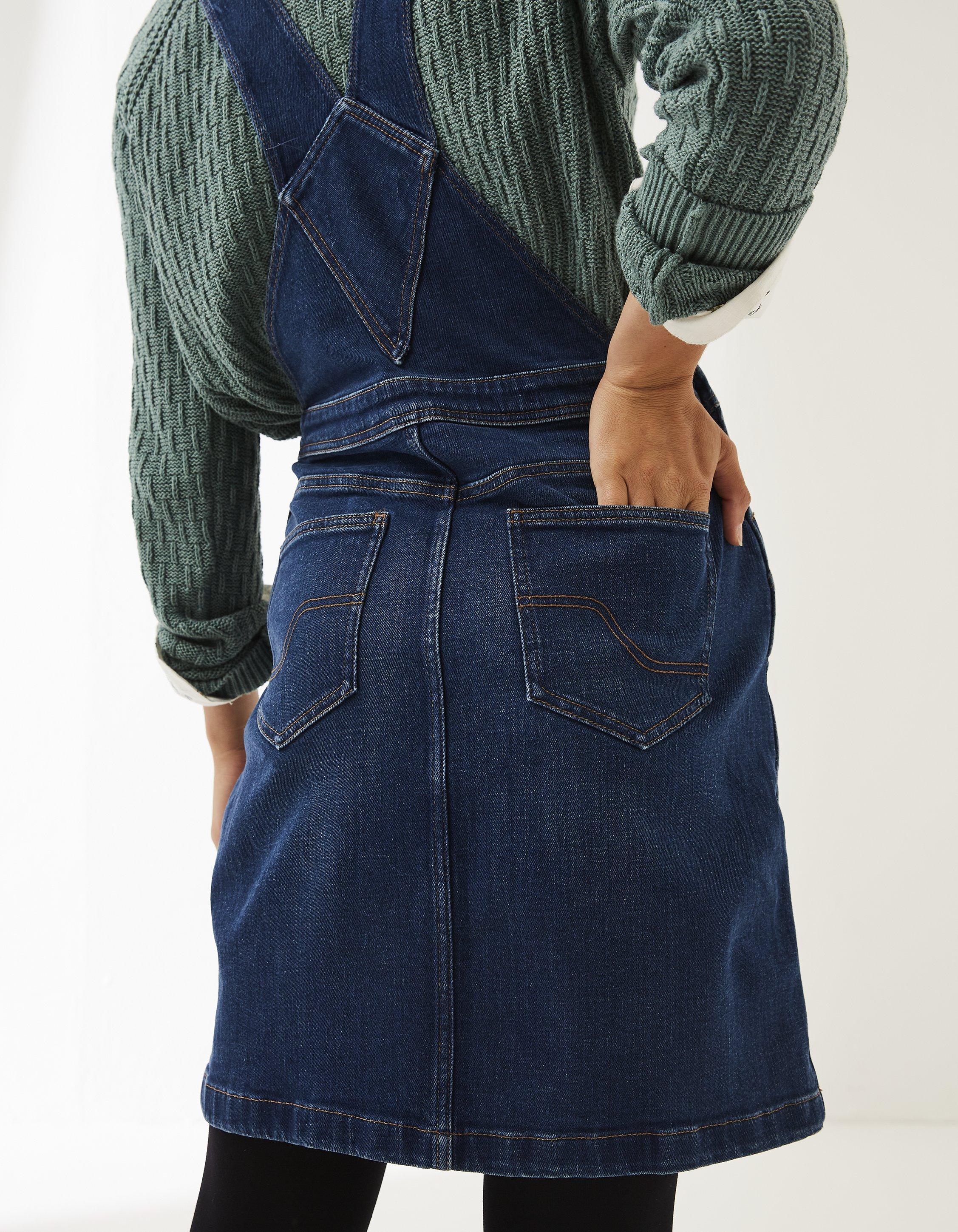 Womens Denim Straps Dungaree Dress Jeans Pinafore Mini Skirt