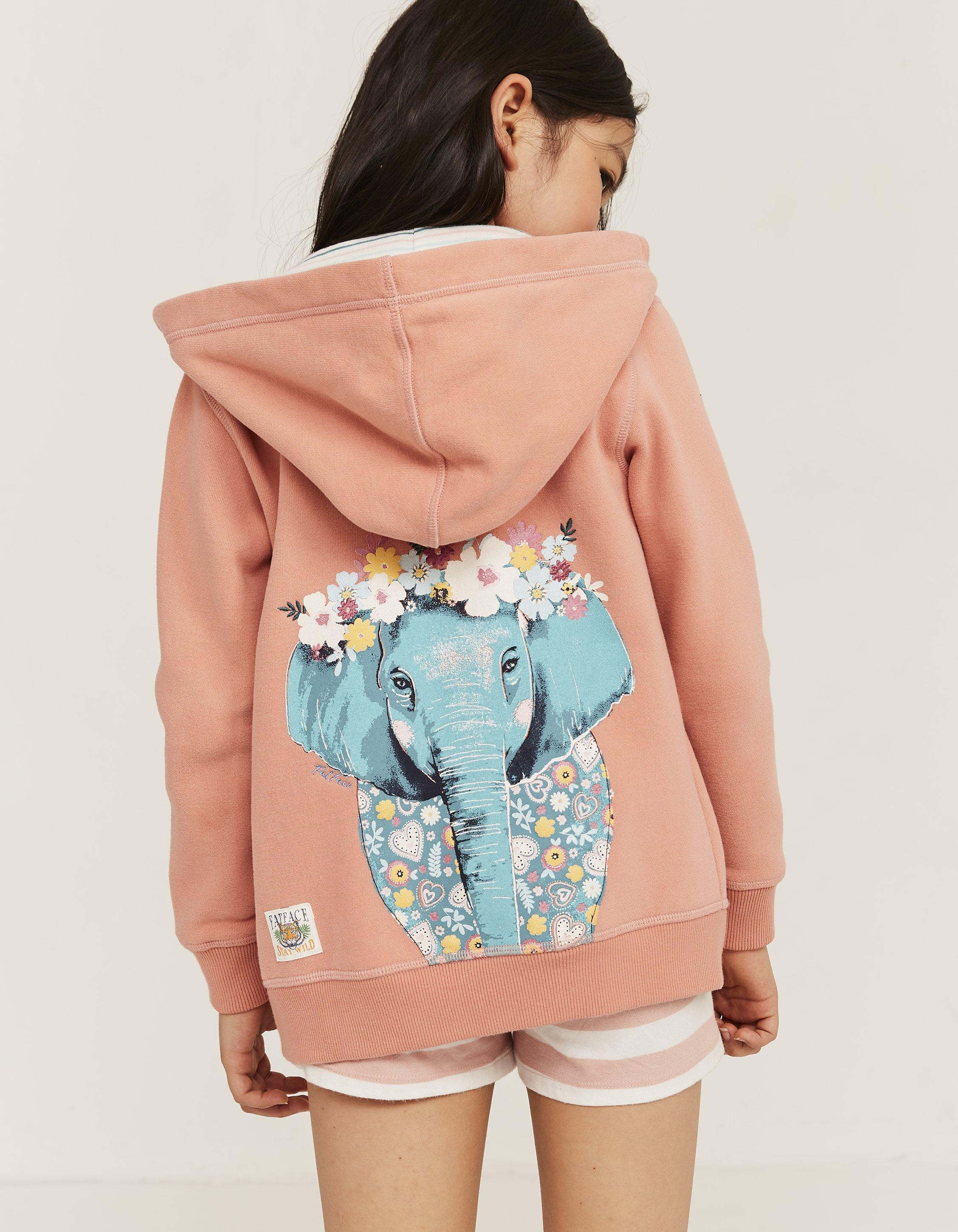 Elephant Graphic Zip Thru Hoodie