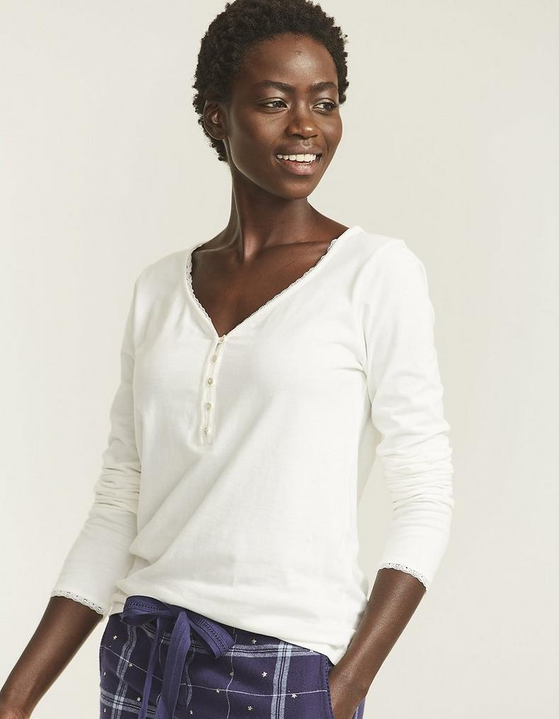 Ivory Lily Lace Henley Top,