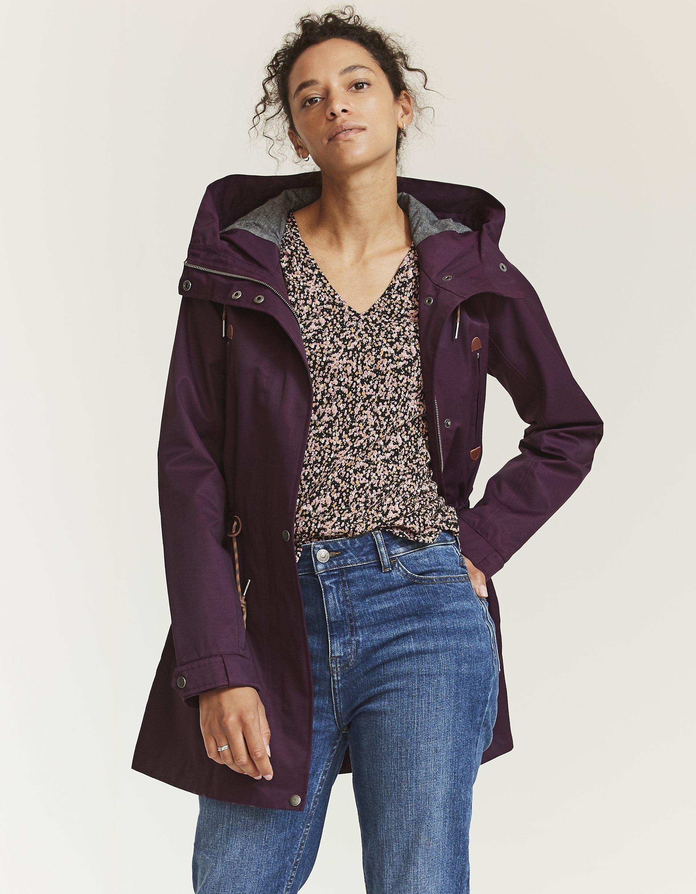 Joules Coast Cosy Fleece Lined Waterproof Jacket - Plum