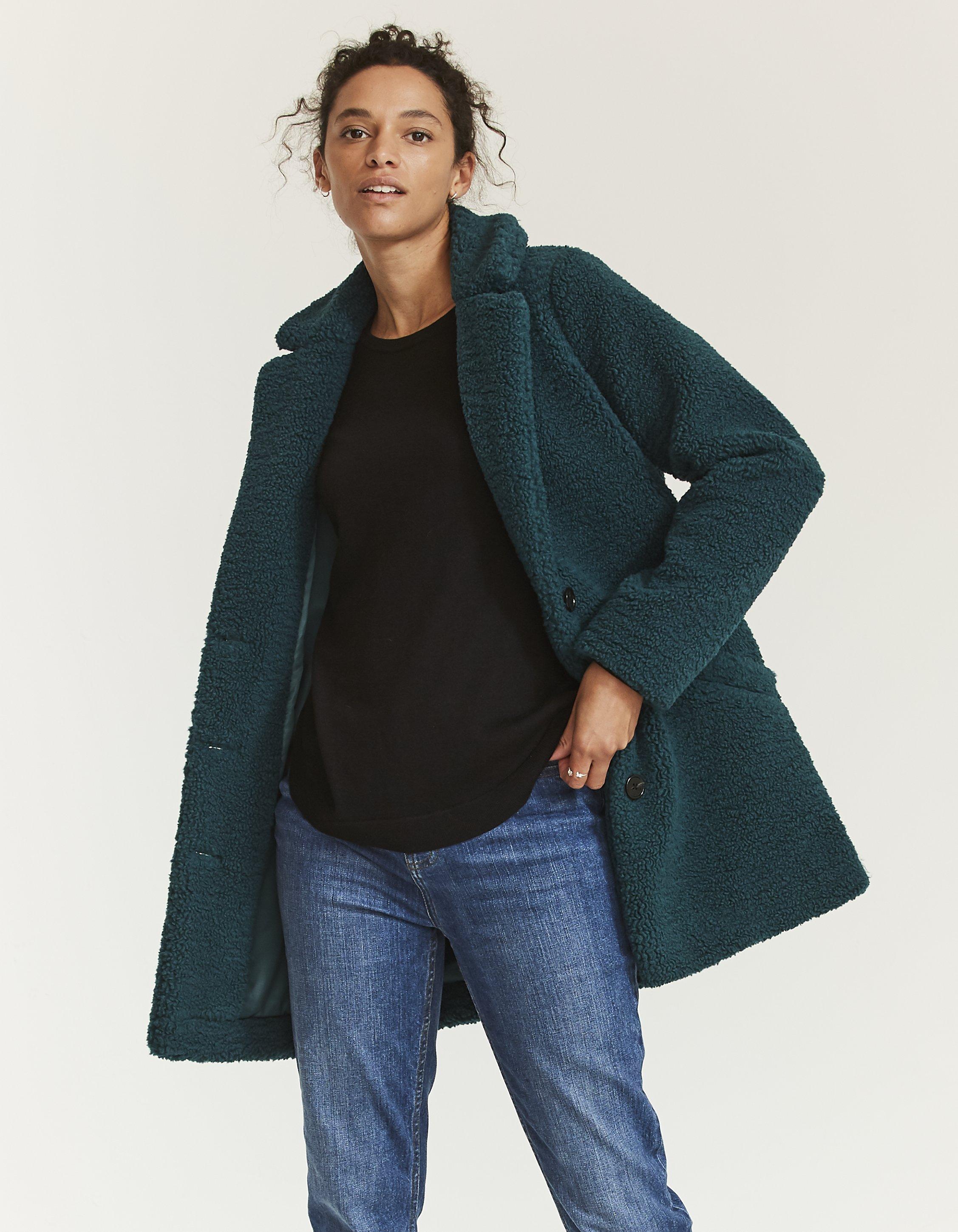 teal green teddy coat