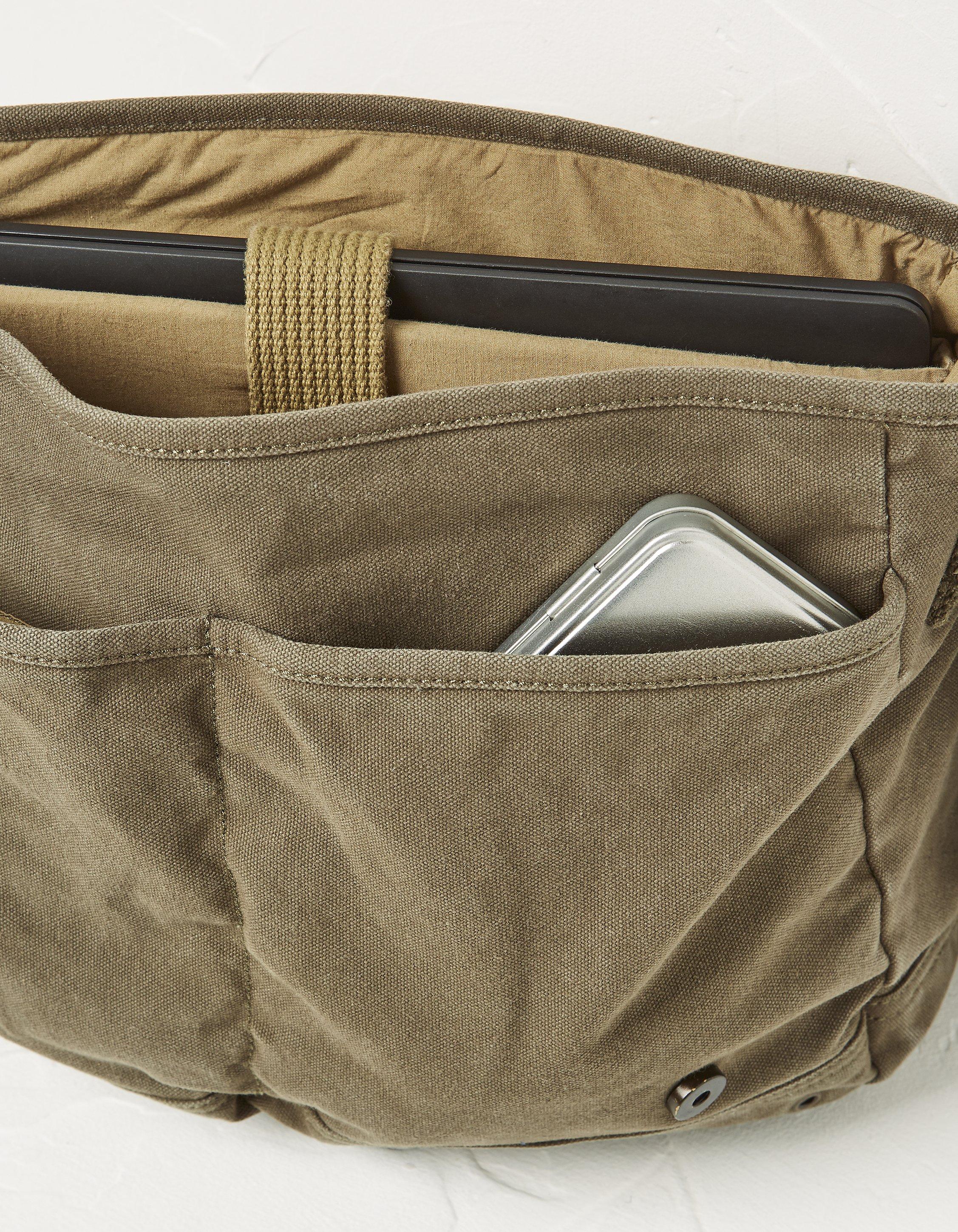 Khaki Charlie Canvas Messenger Bag, Bags & Wallets