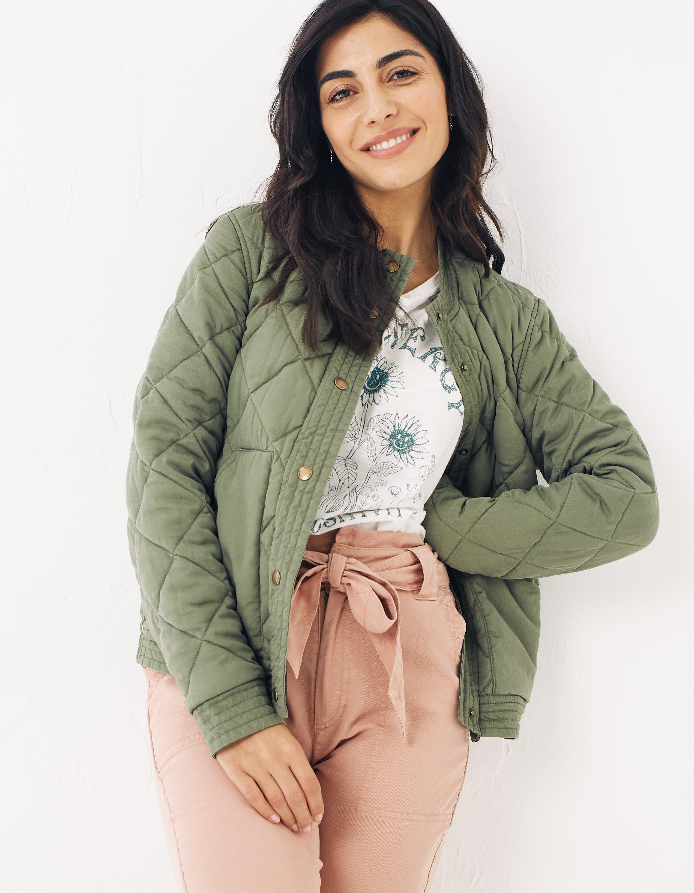 Quilted best sale khaki jacket