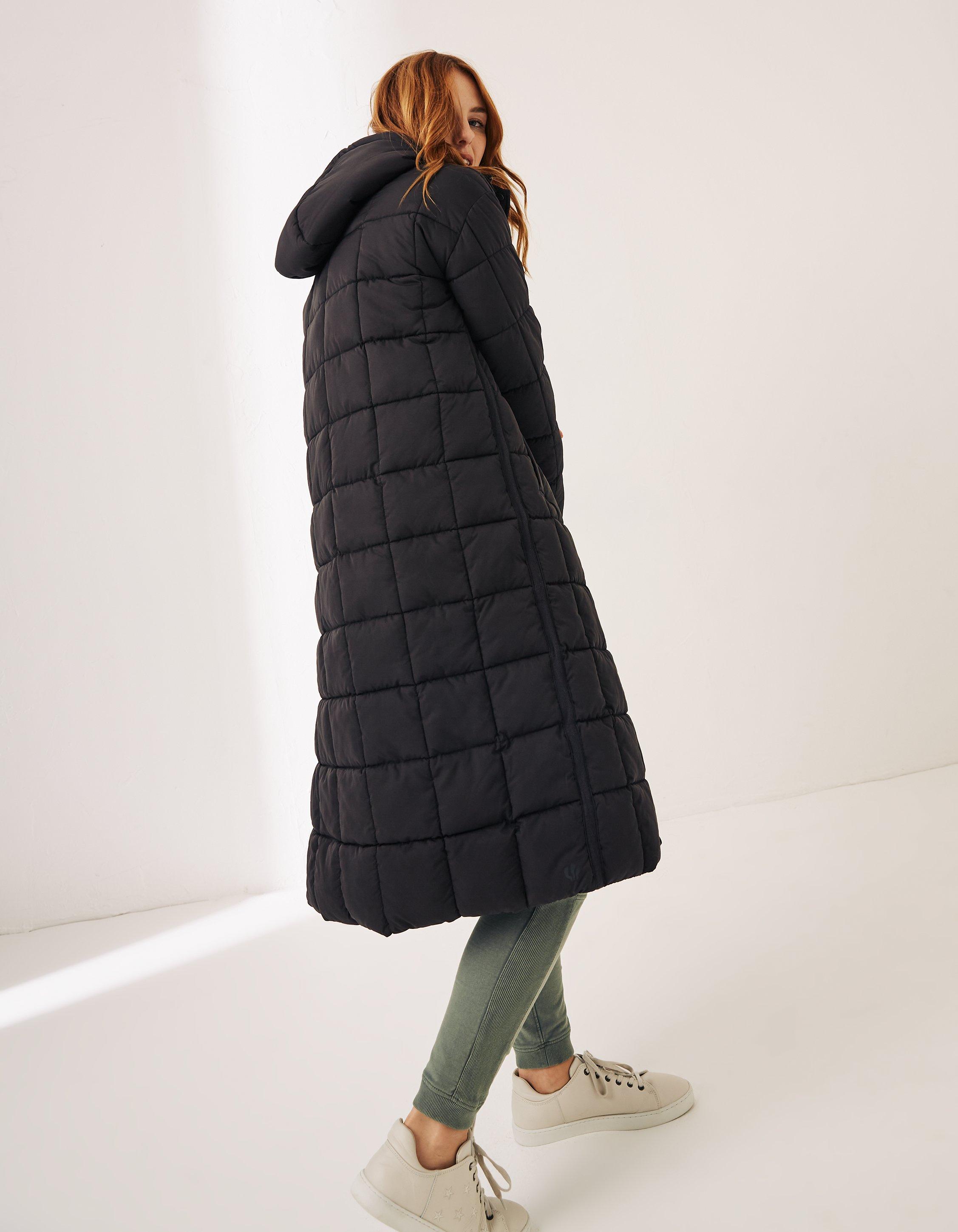 womens black long puffer jacket