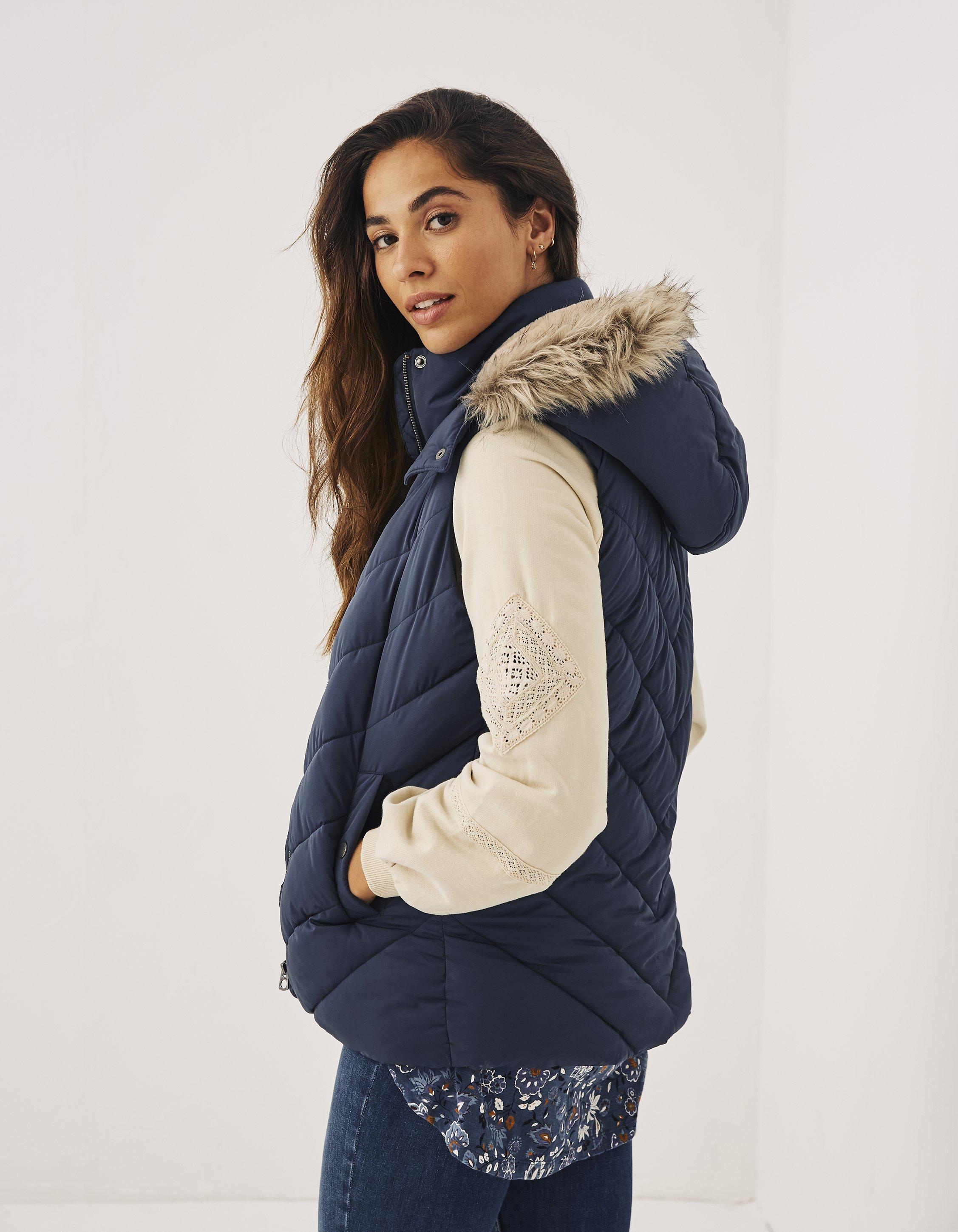 Womens gilet sale with fur hood