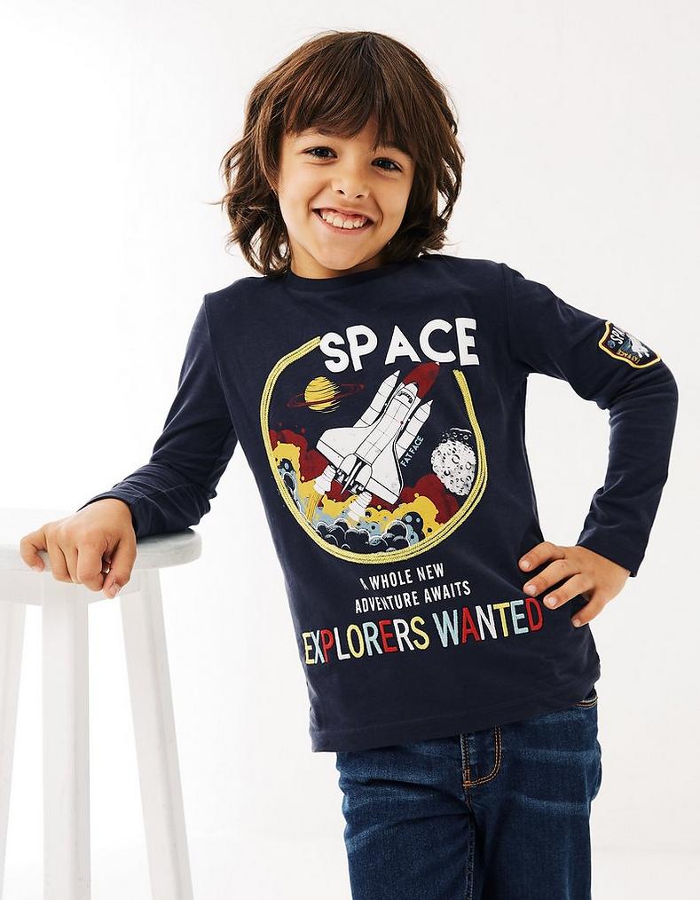 Space Shuttle Long Sleeve T-Shirt, T-Shirts & Polos