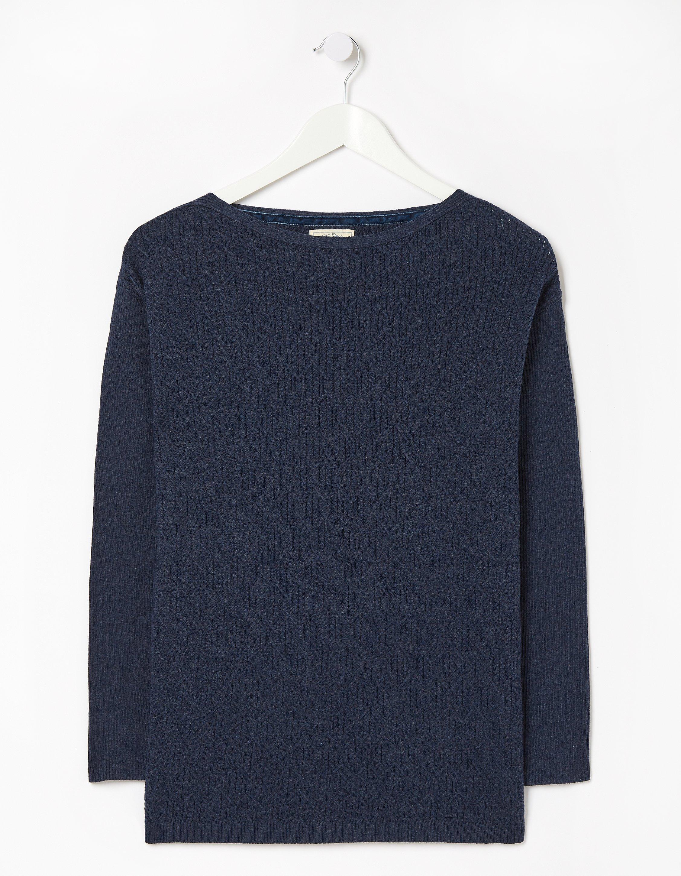 Navy blue shop boat neck sweater