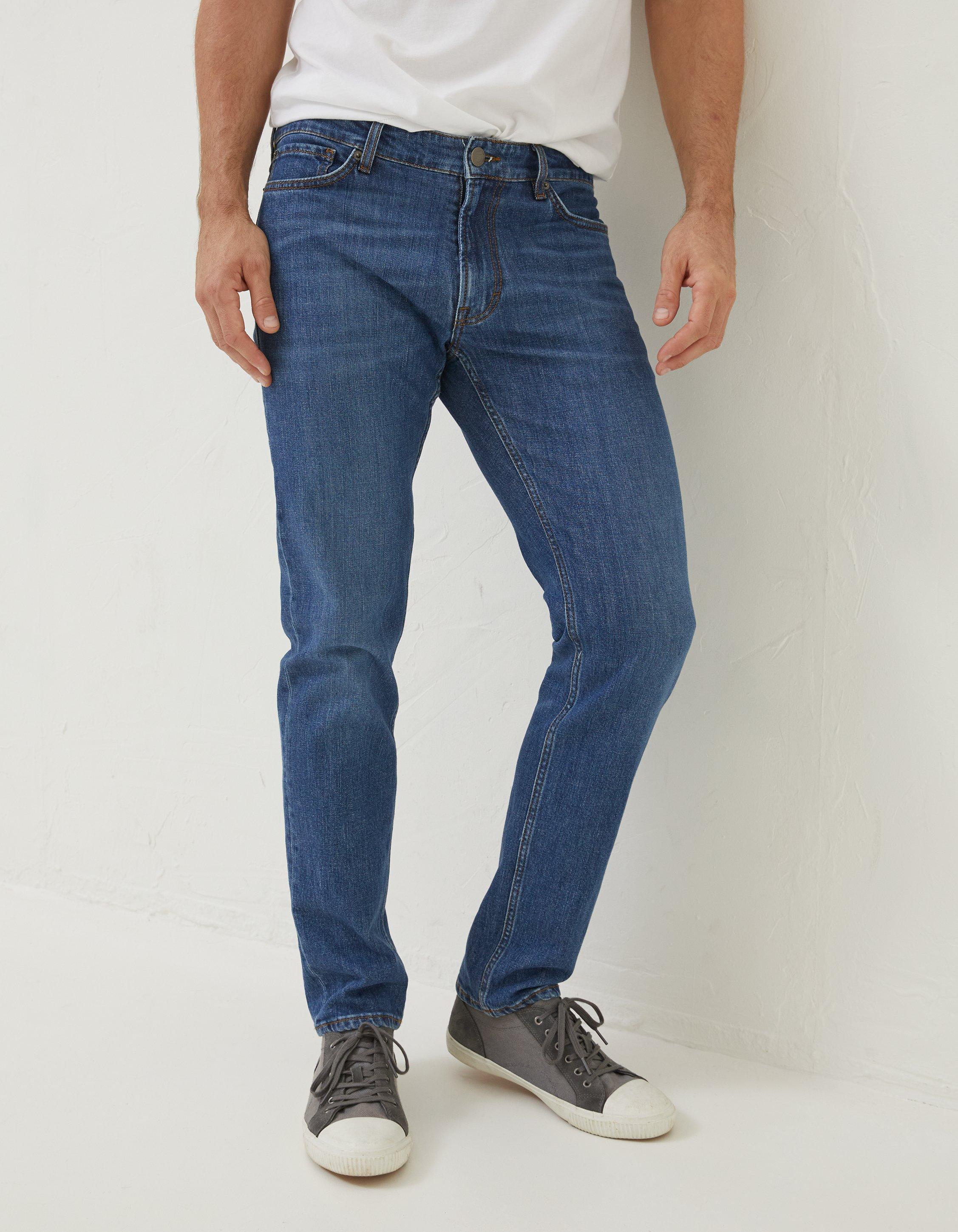 Men Blue Mid Wash Slim Tapered Jeans