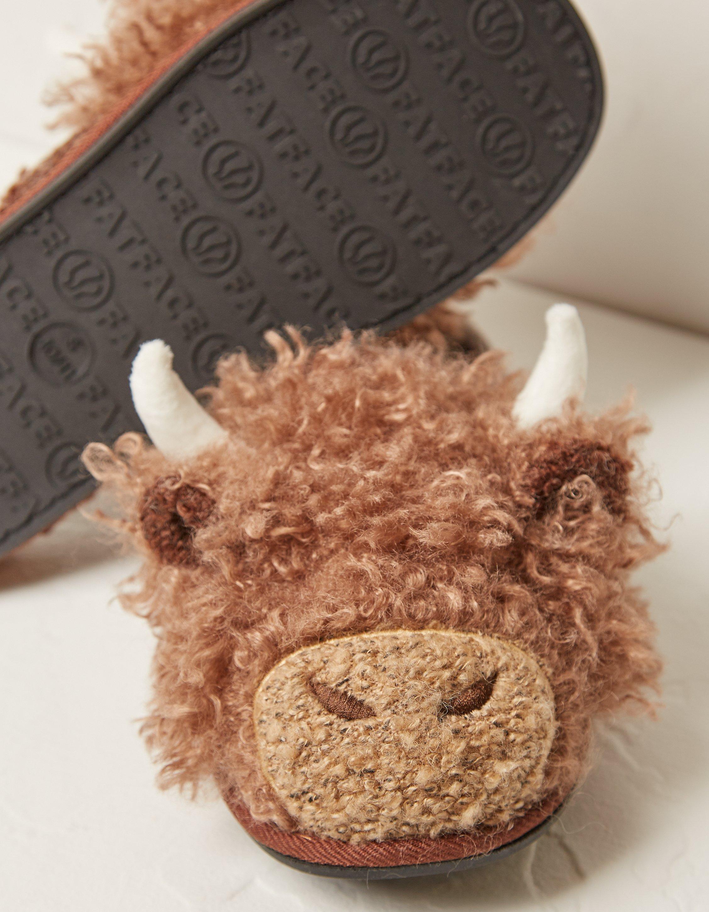 Highland Cattle Plush Slipper Socks for Kids