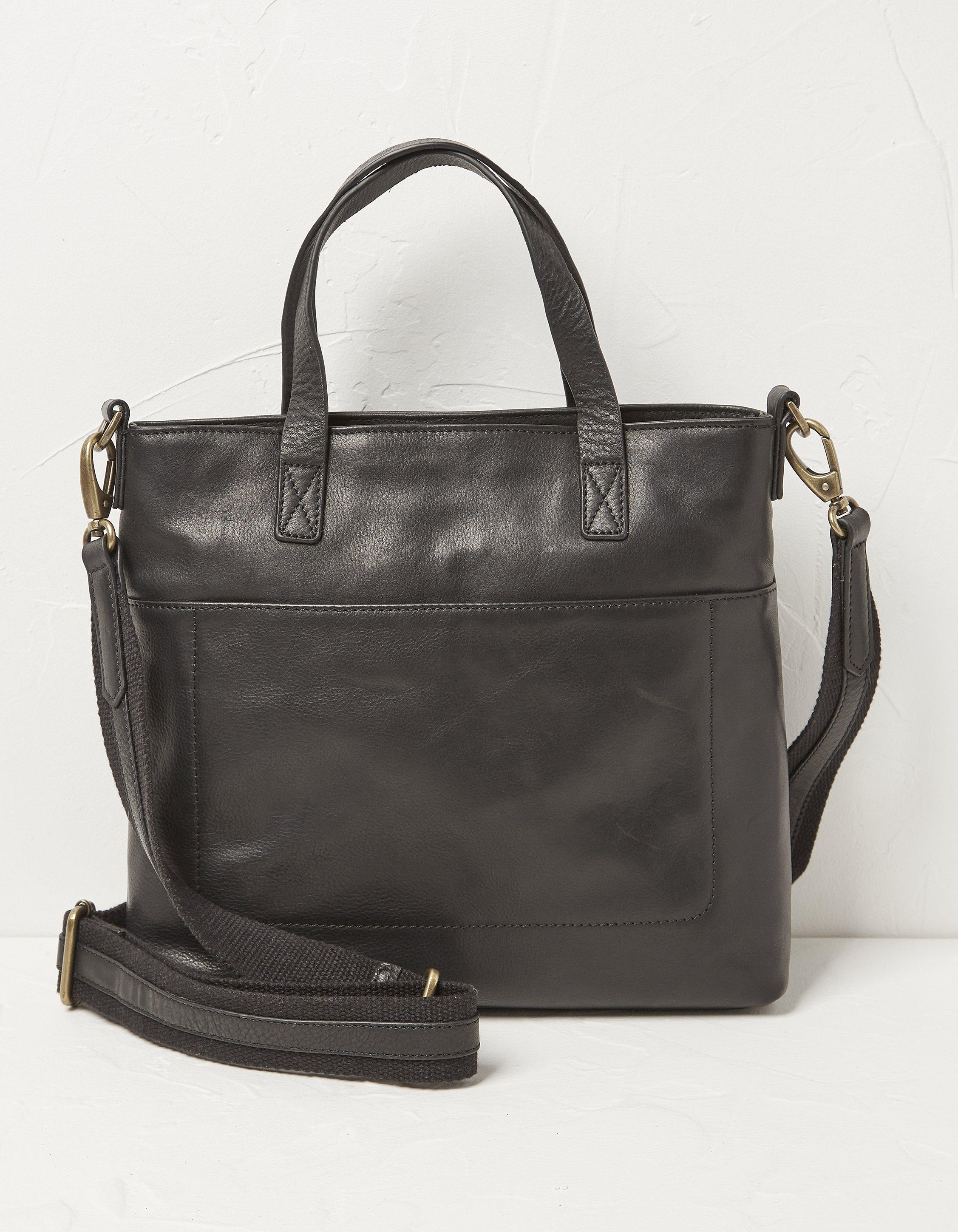 Fat face black leather on sale bag