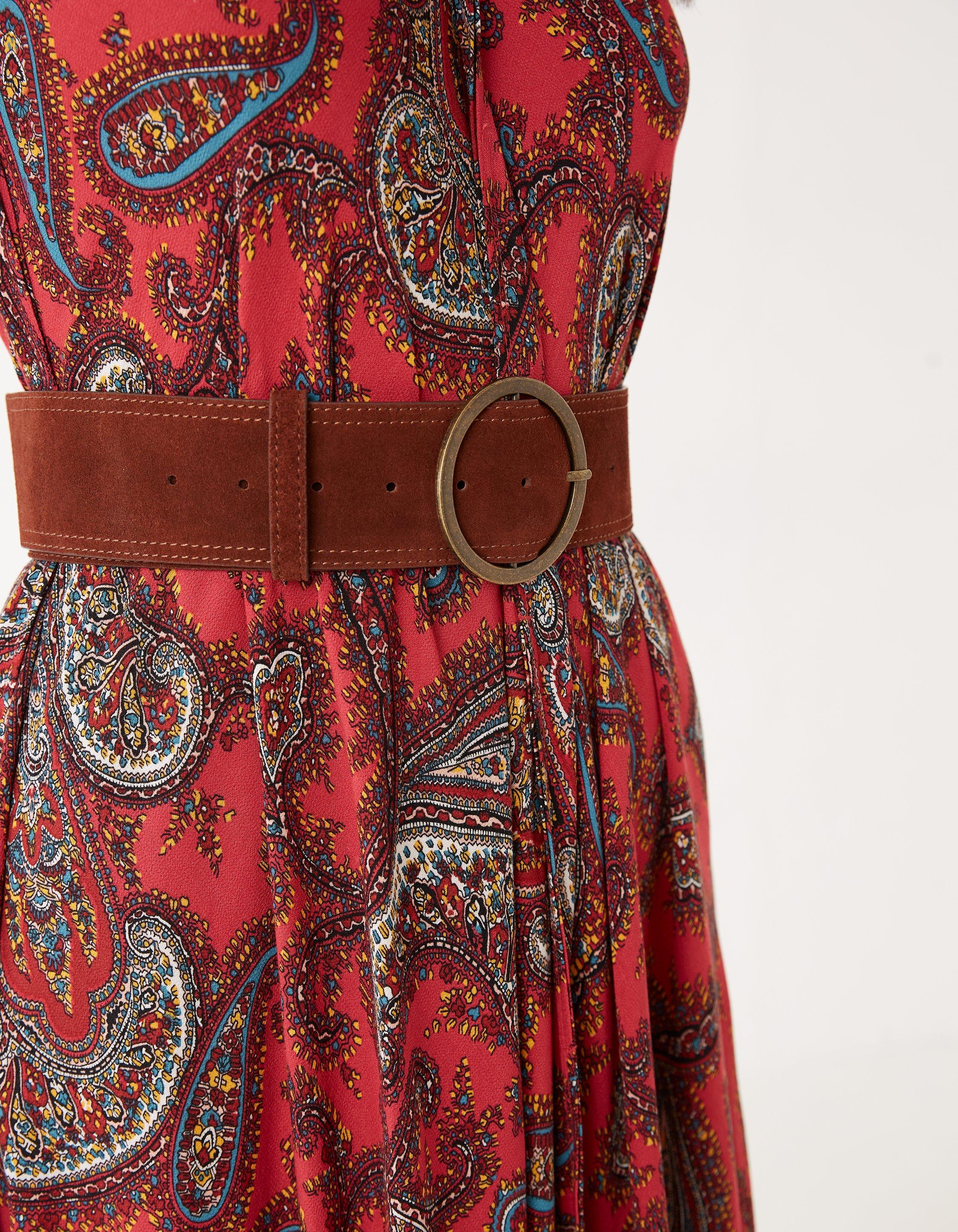 Red Suede Wide Waist Belt