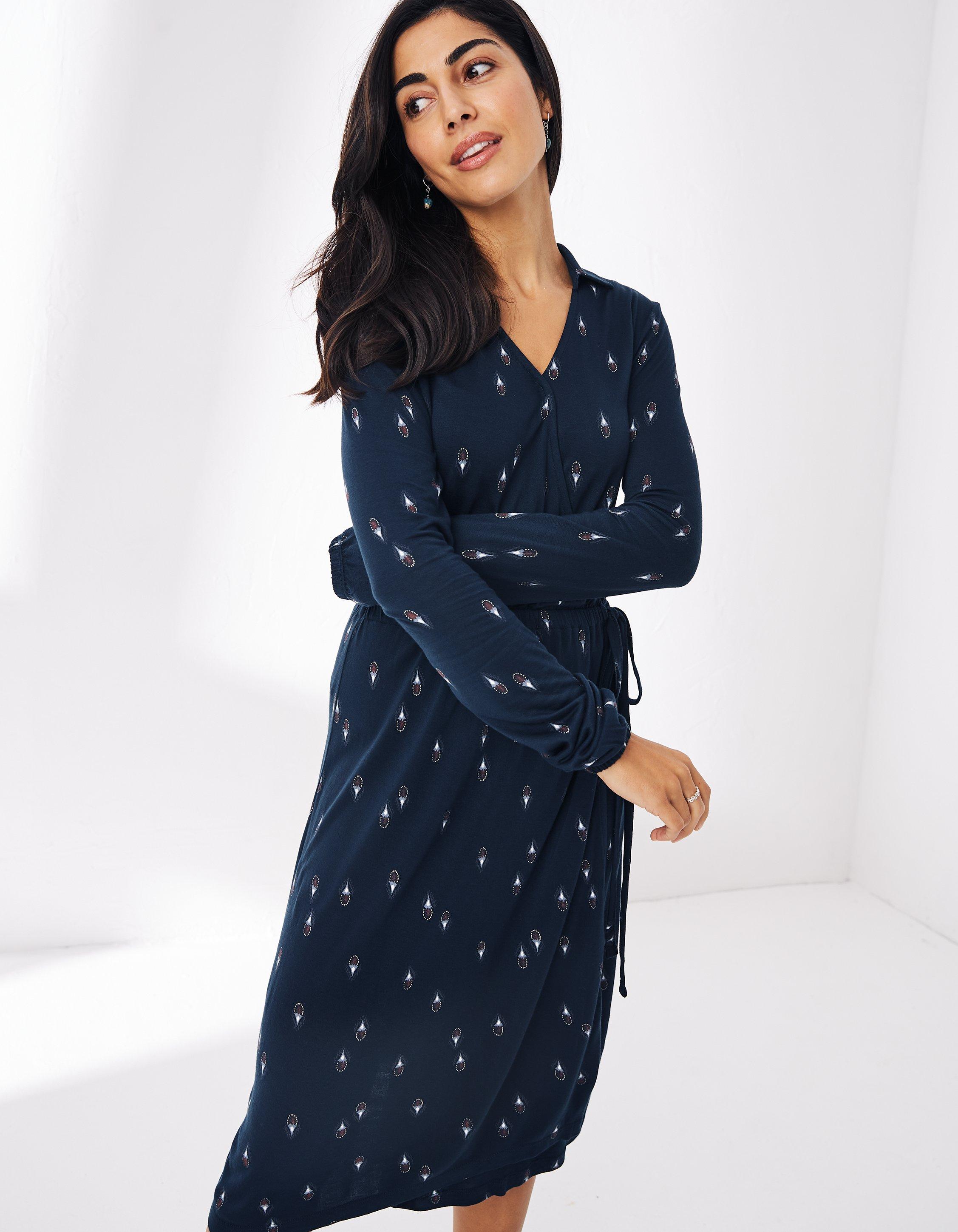 Warehouse wrap midi clearance dress in polka dot