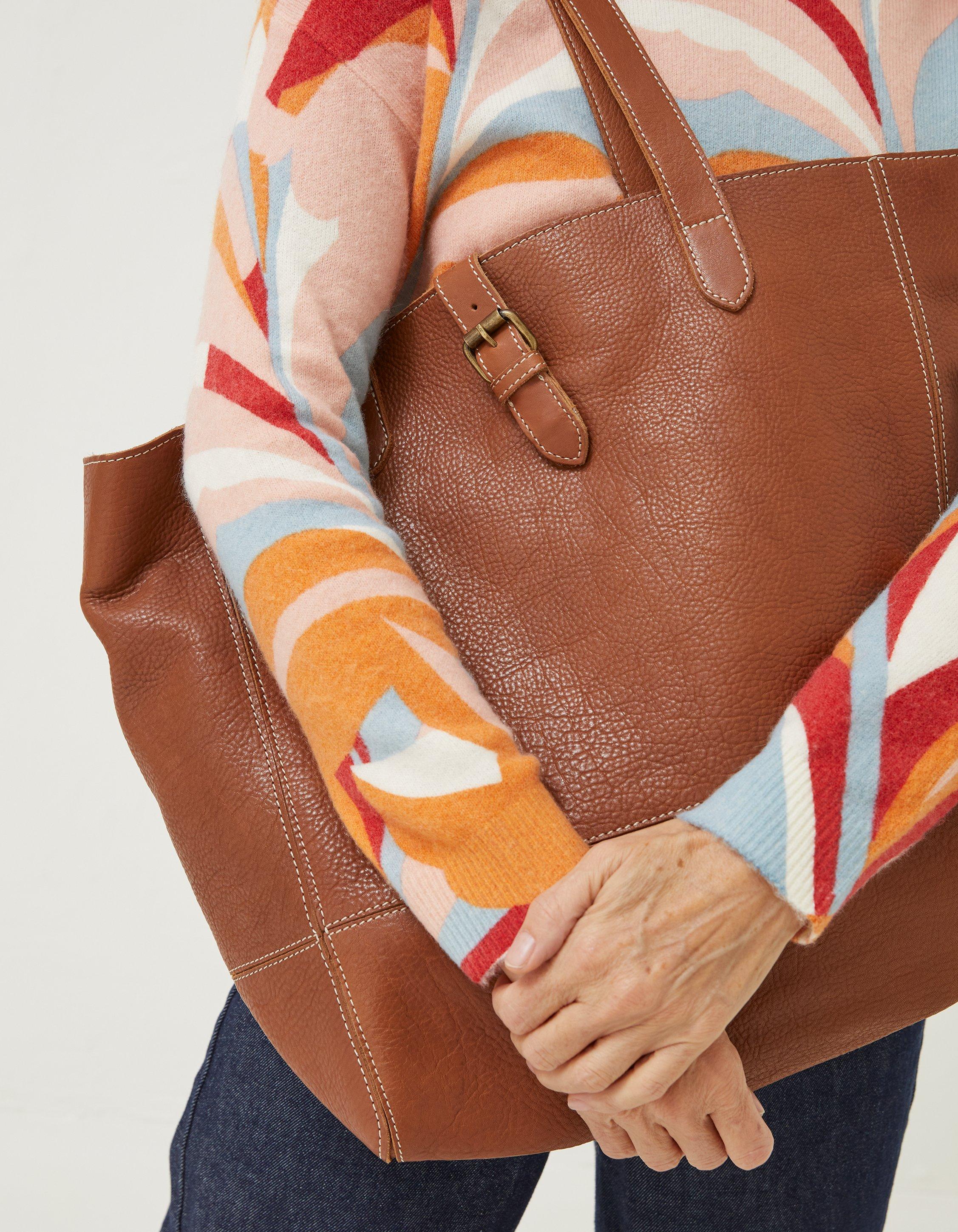 Tan Olivia Leather Tote Bag, Bags & Purses