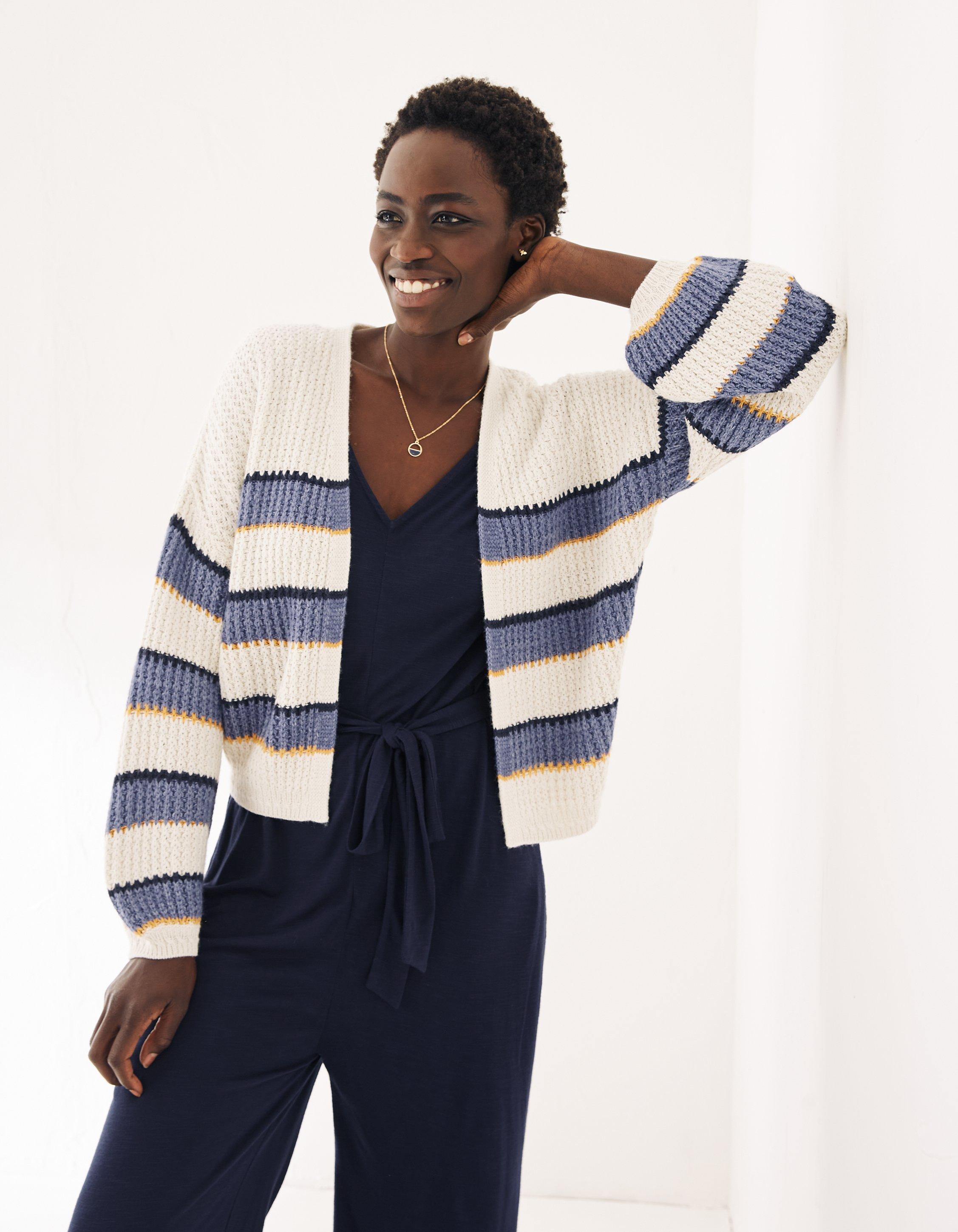 Blue striped outlet cardigan