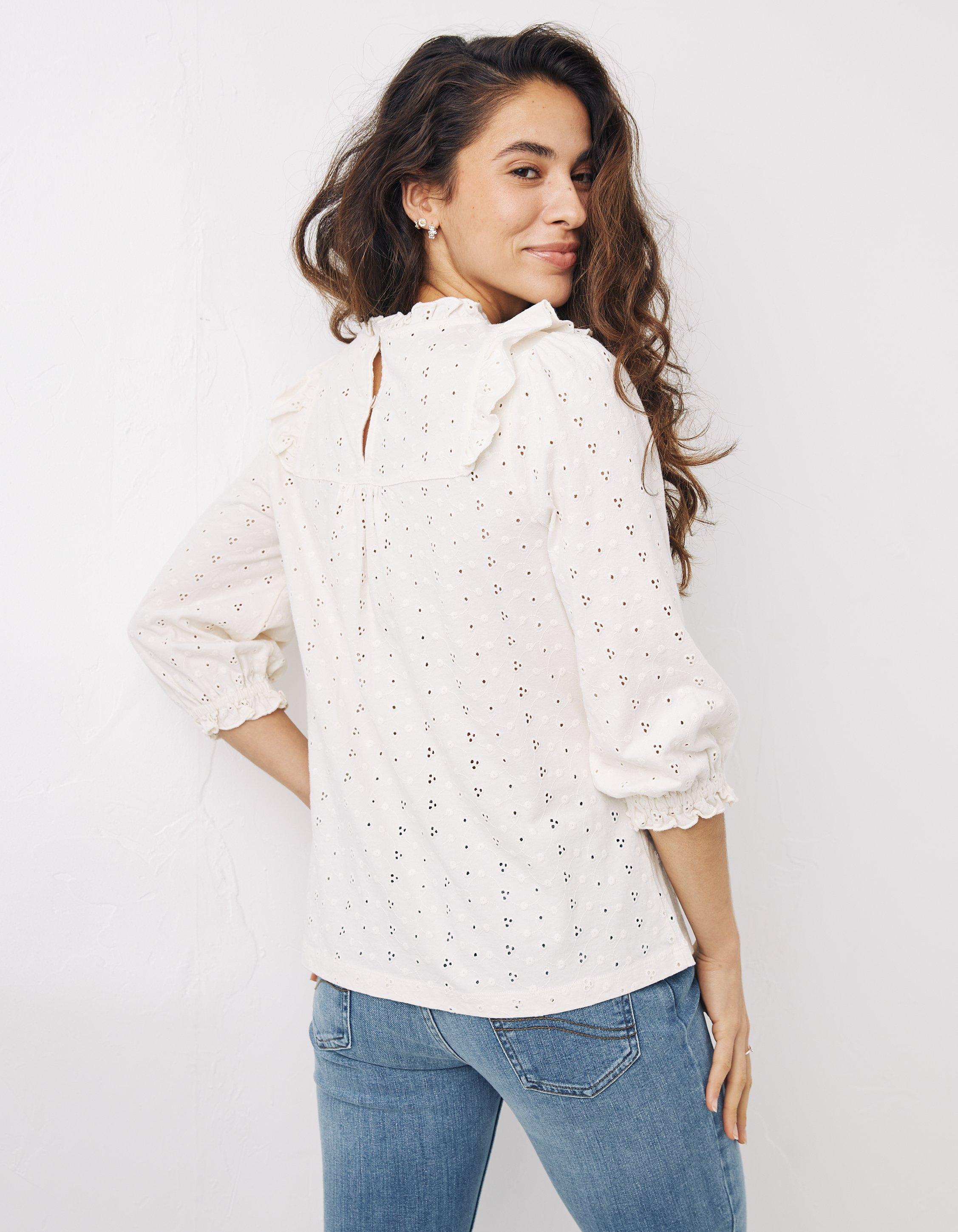 Soft White, Cotton Broderie Blouse