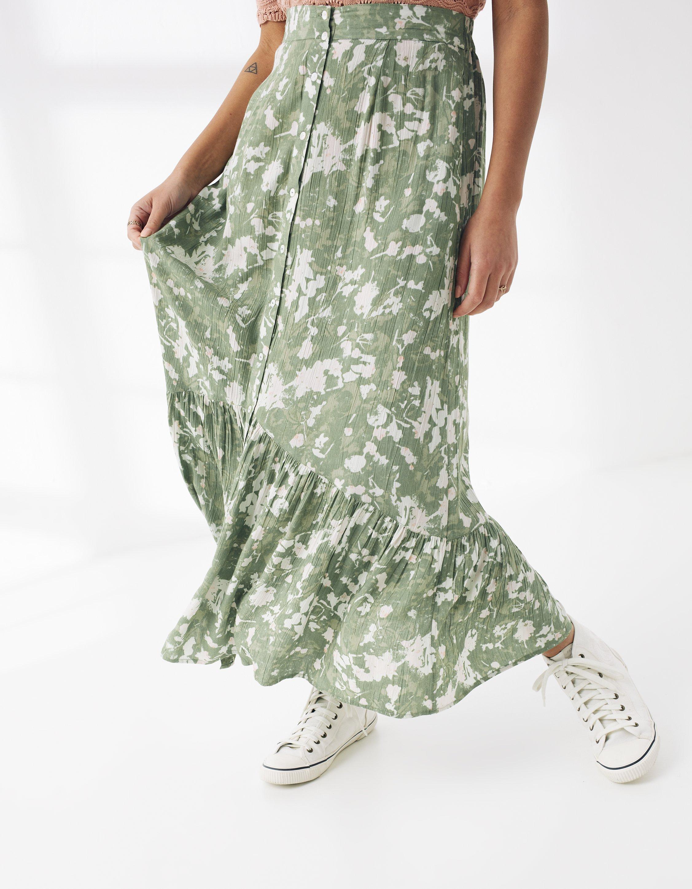 fat face green maxi skirt