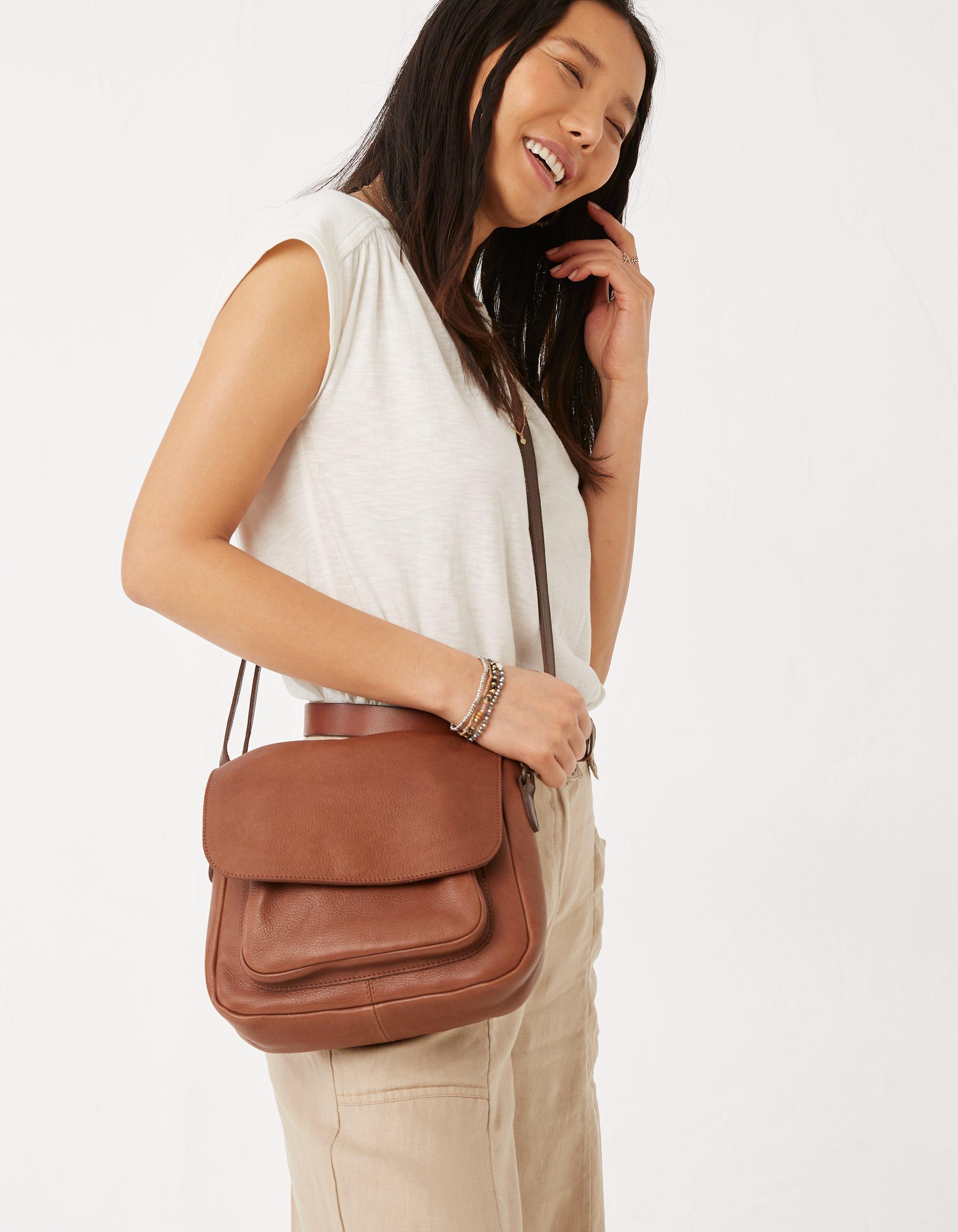 Fat face leather satchel sales bag