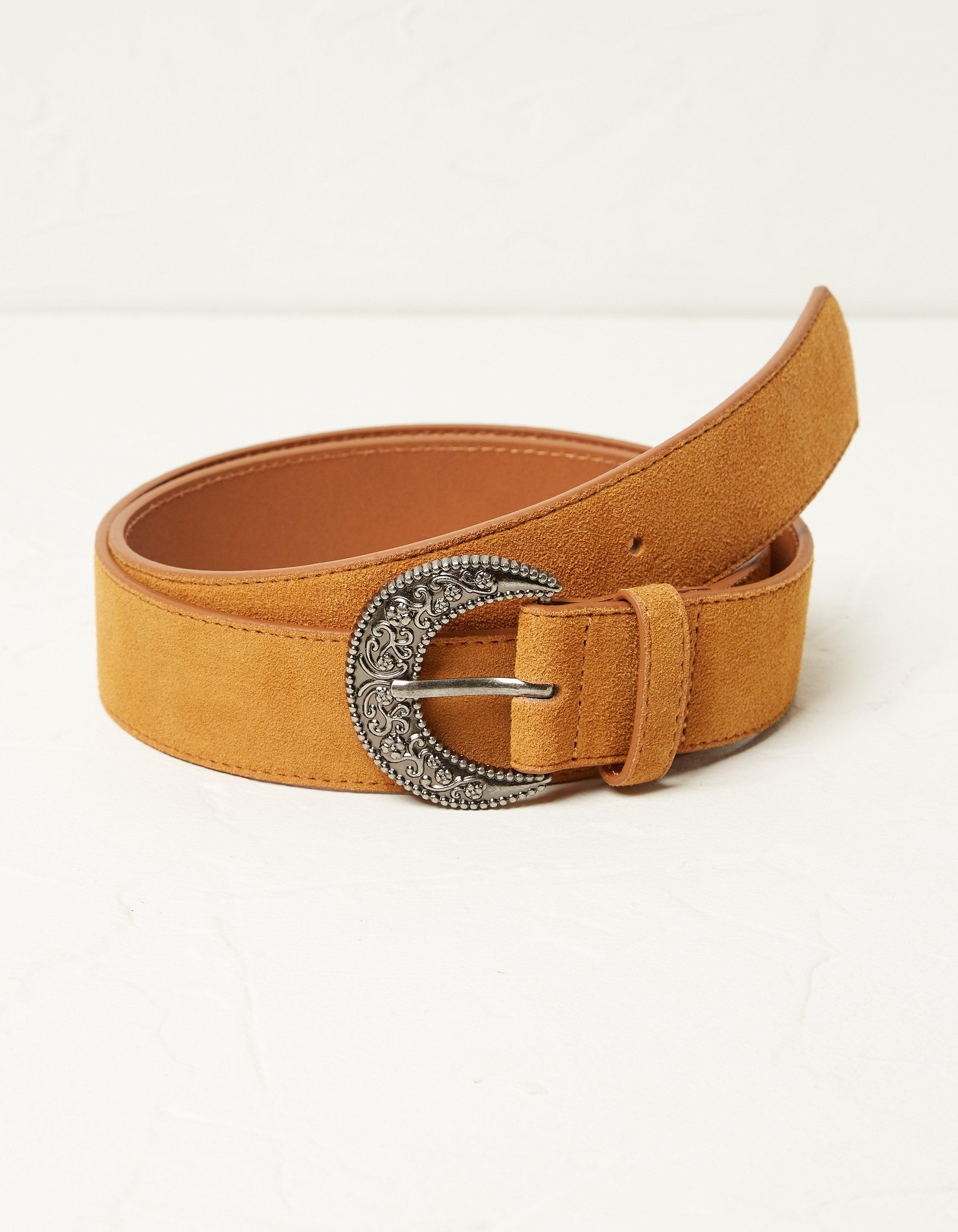 Floral Buckle Suede Belt, Belts