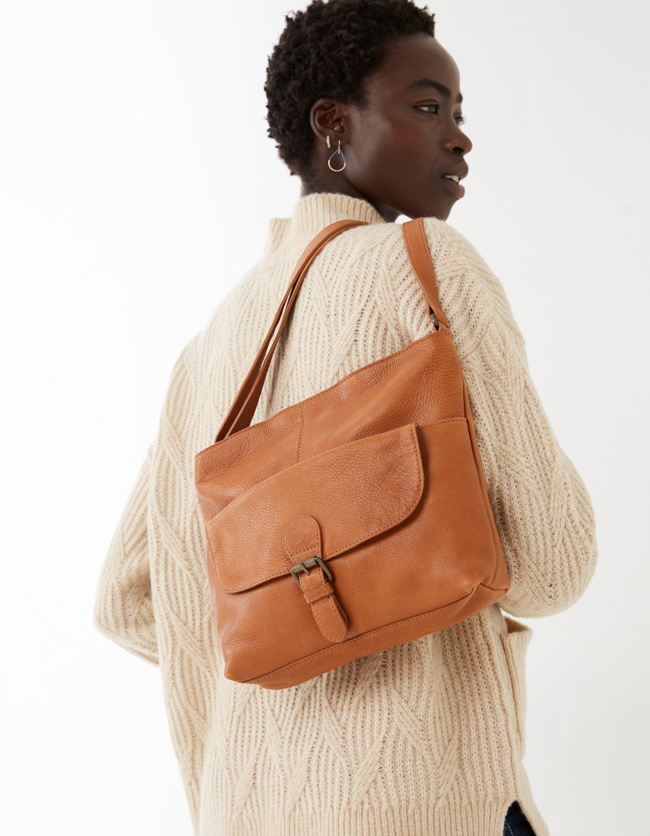 Medium Size Crossbody Tote in Dark Tan Soft Leather. Slouchy -  Canada