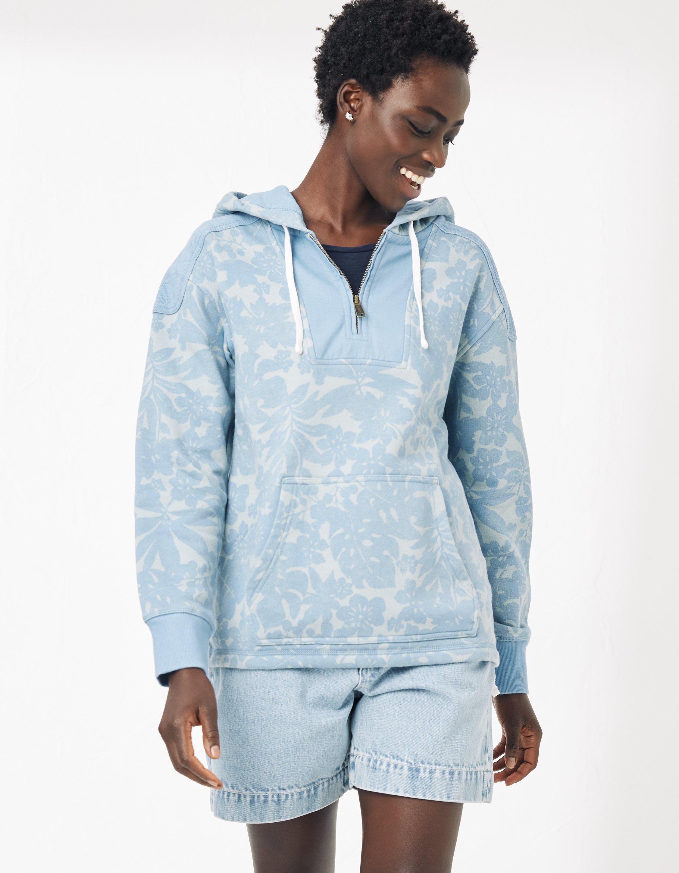 Blue floral hoodie sale