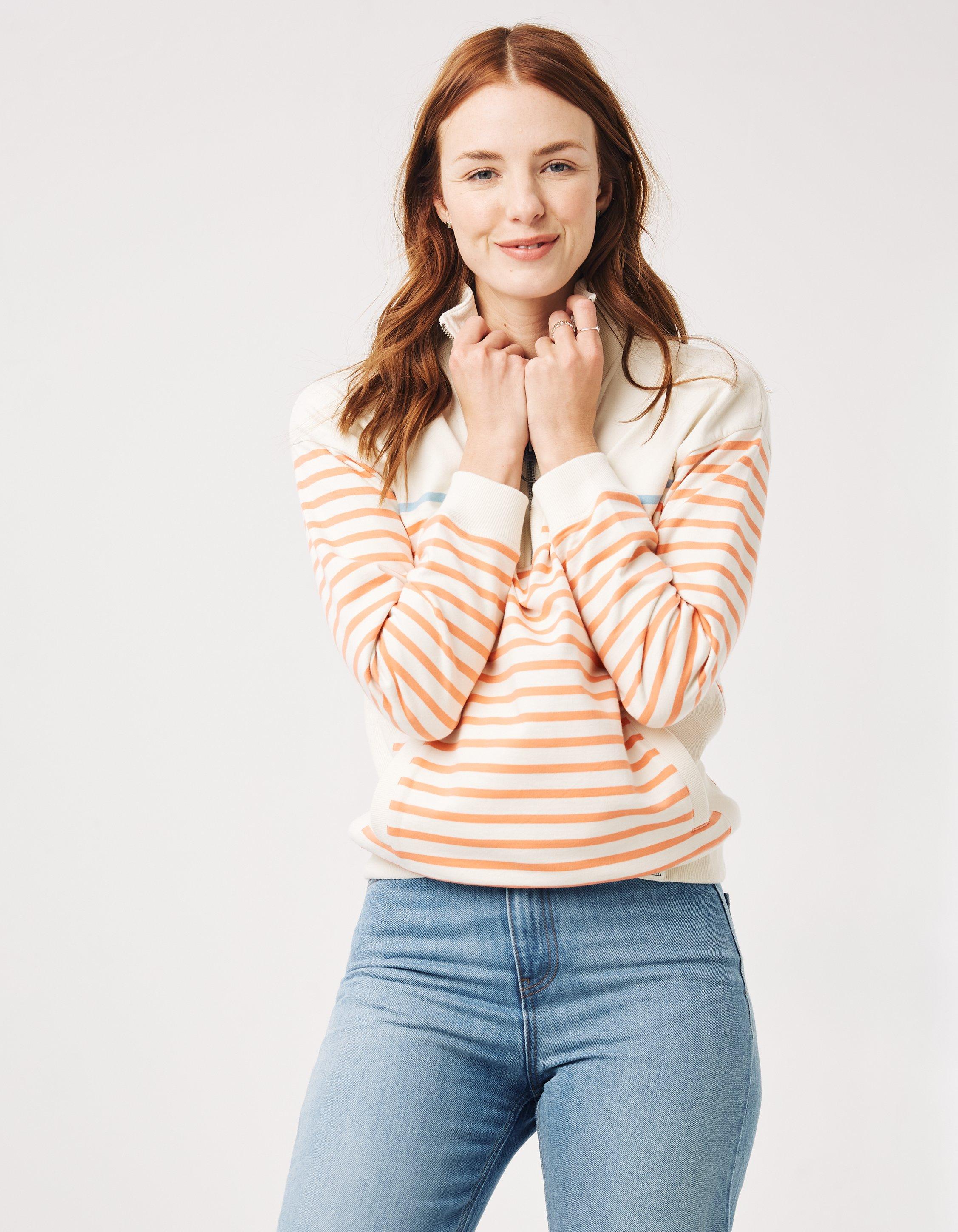 Amelie Stripe Half Zip Sweatshirt