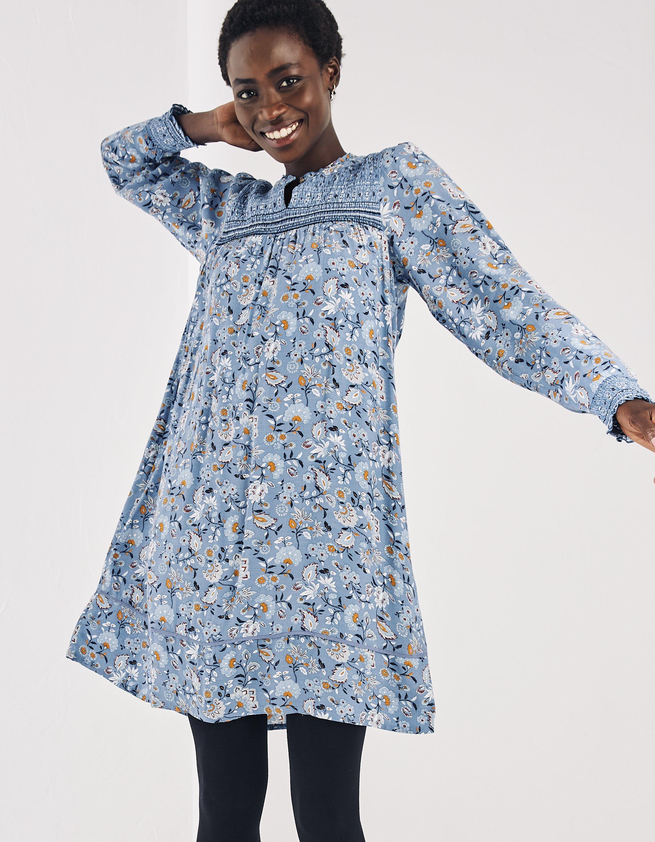 fat face blue floral dress