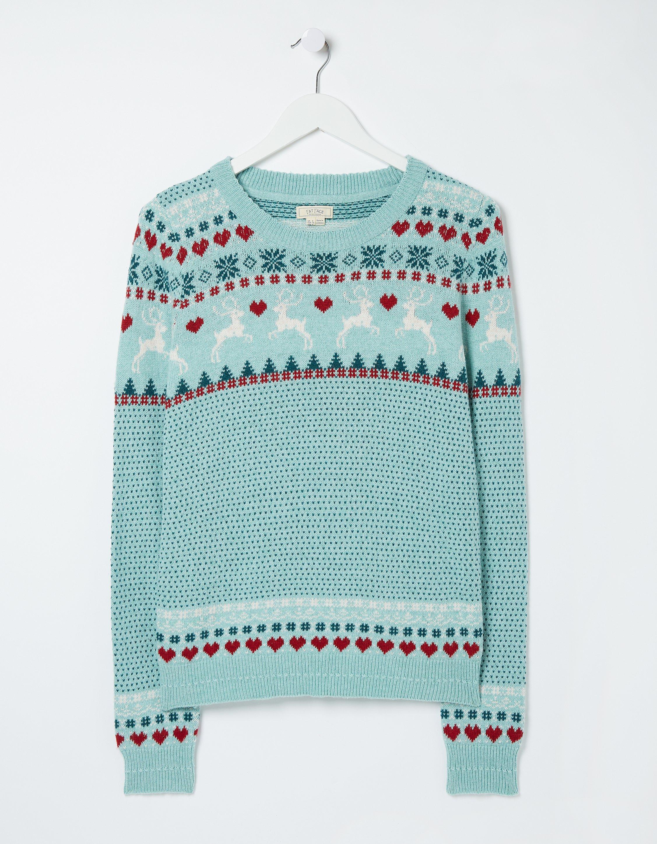 Baby Pink Reindeer Fairisle Cropped Sweater